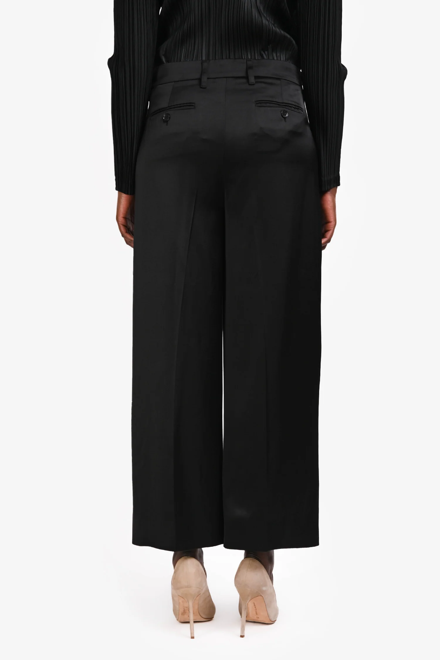 'S Max Mara Black Satin Straight Leg Pants Size 12
