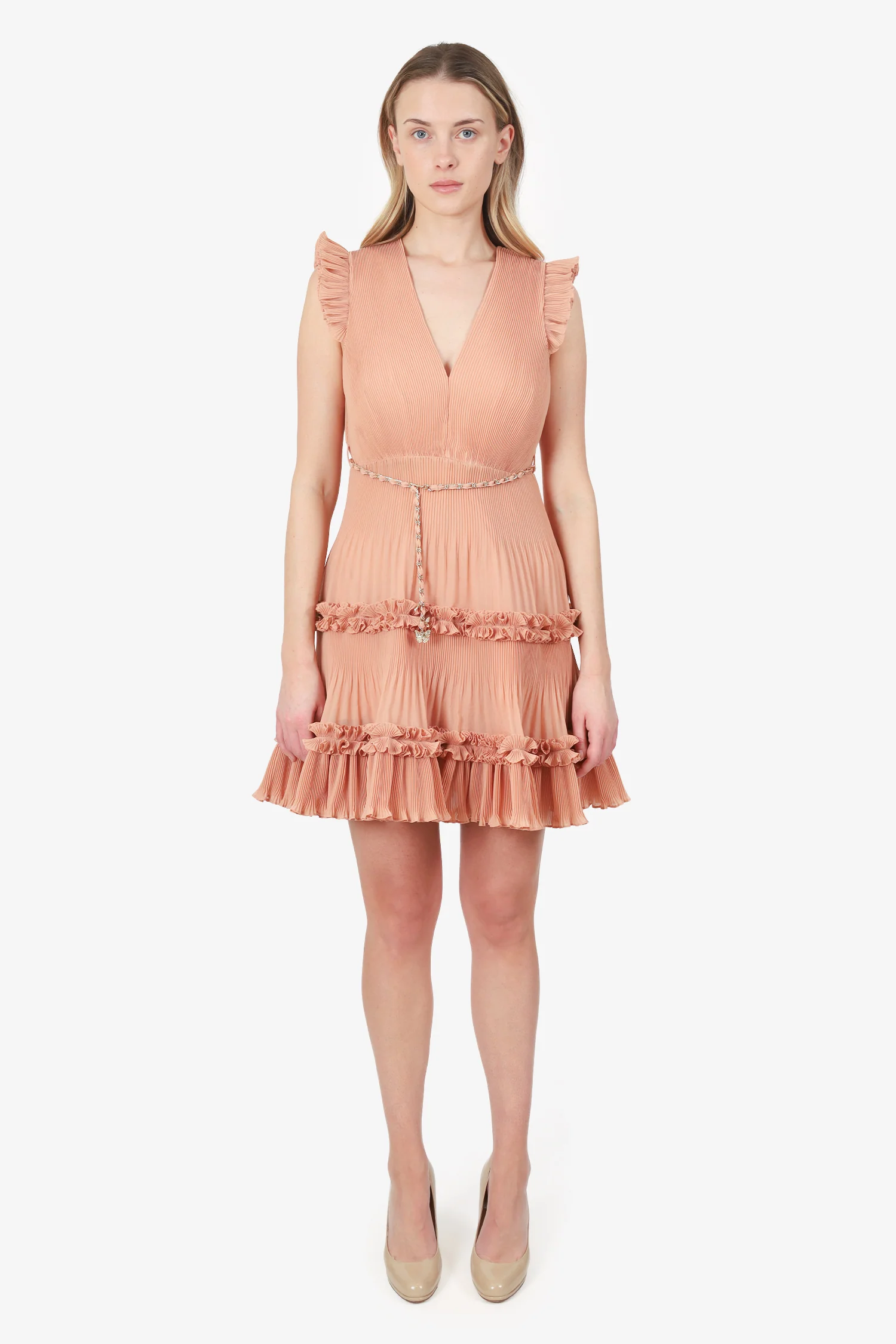 Zimmerman Dusty Rose Pleated Mini Dress Size 1