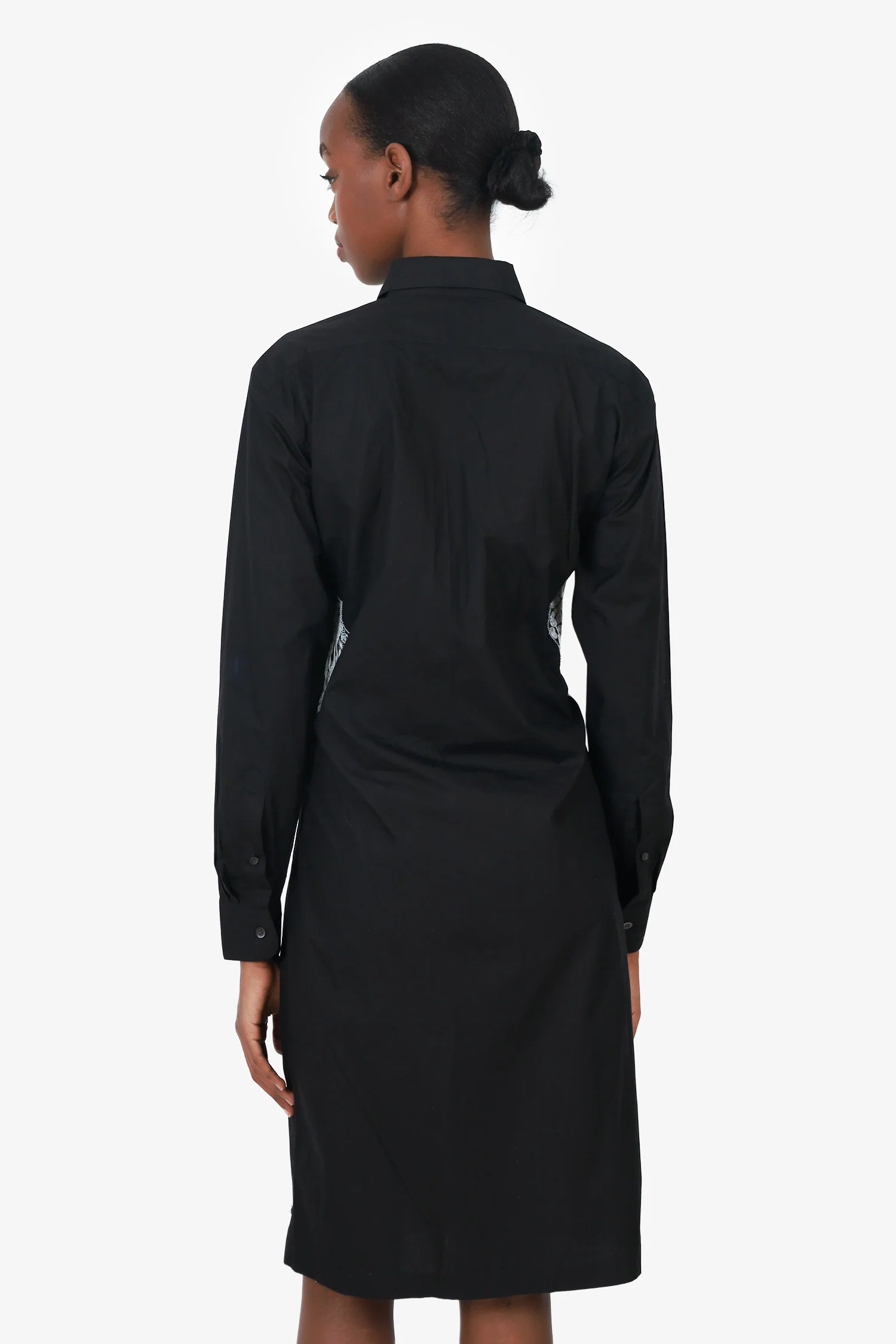 Dries Van Noten Black Lace Waist Button Down Dress Size 36