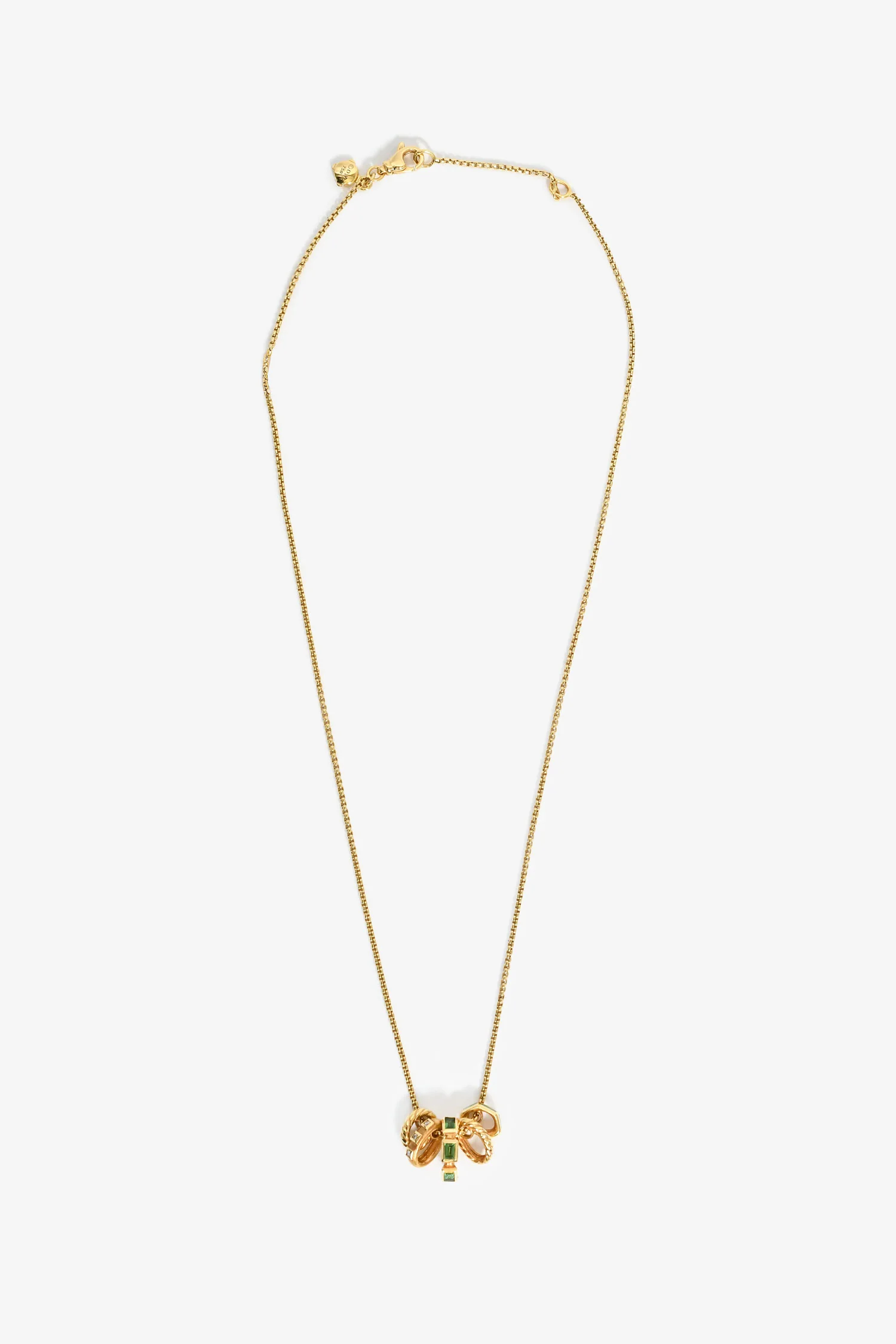 David Yurman 18K Yellow Gold Stax Green Pendant Necklace
