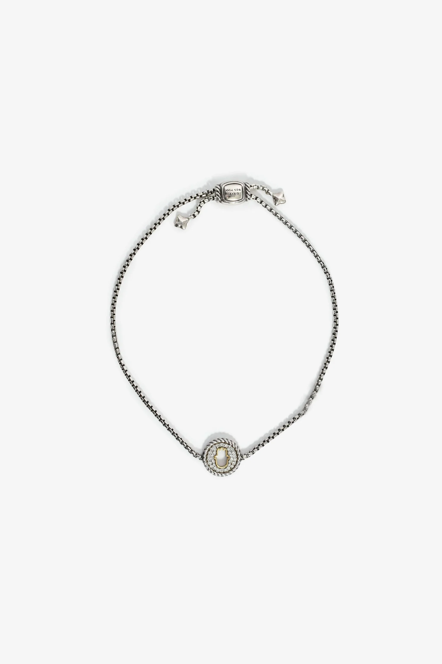 David Yurman Sterling Silver/18K Yellow Gold Diamond 'Hamsa' Charm Bracelet