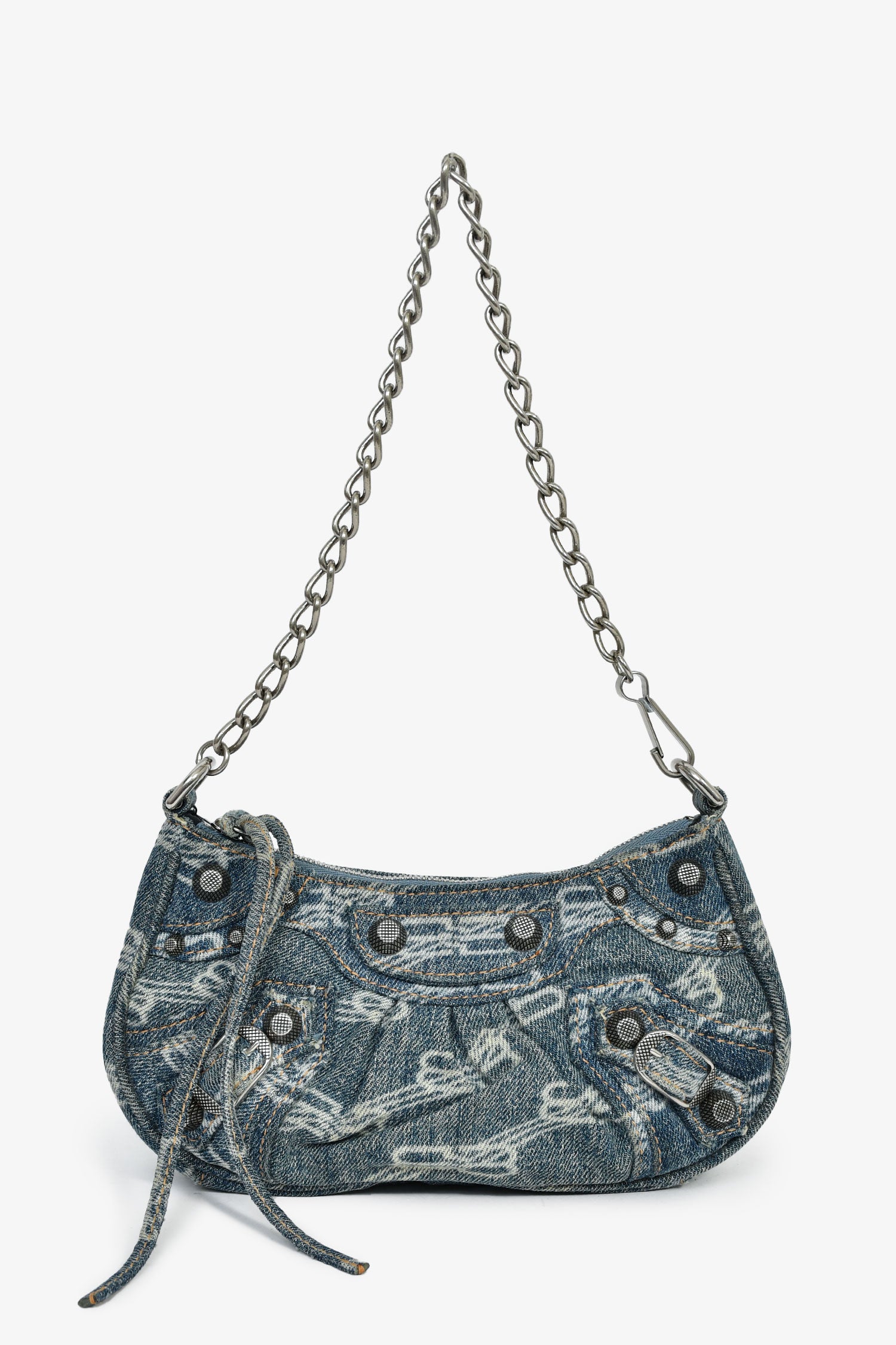 Balenciaga Blue Denim Le Cagole Mini BB Cagoule Bag With Strap
