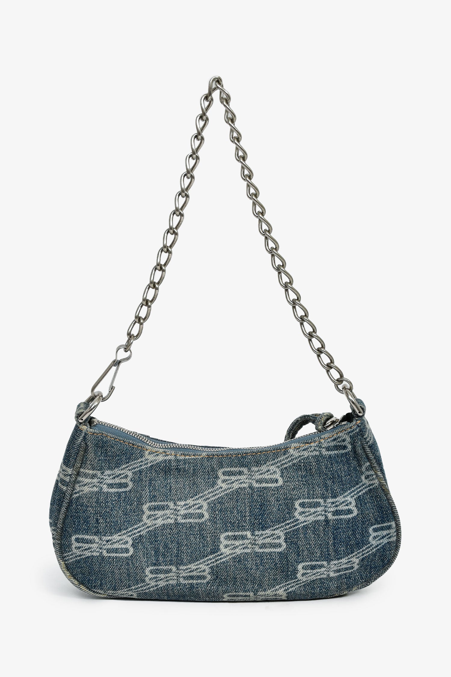 Balenciaga Blue Denim Le Cagole Mini BB Cagoule Bag With Strap