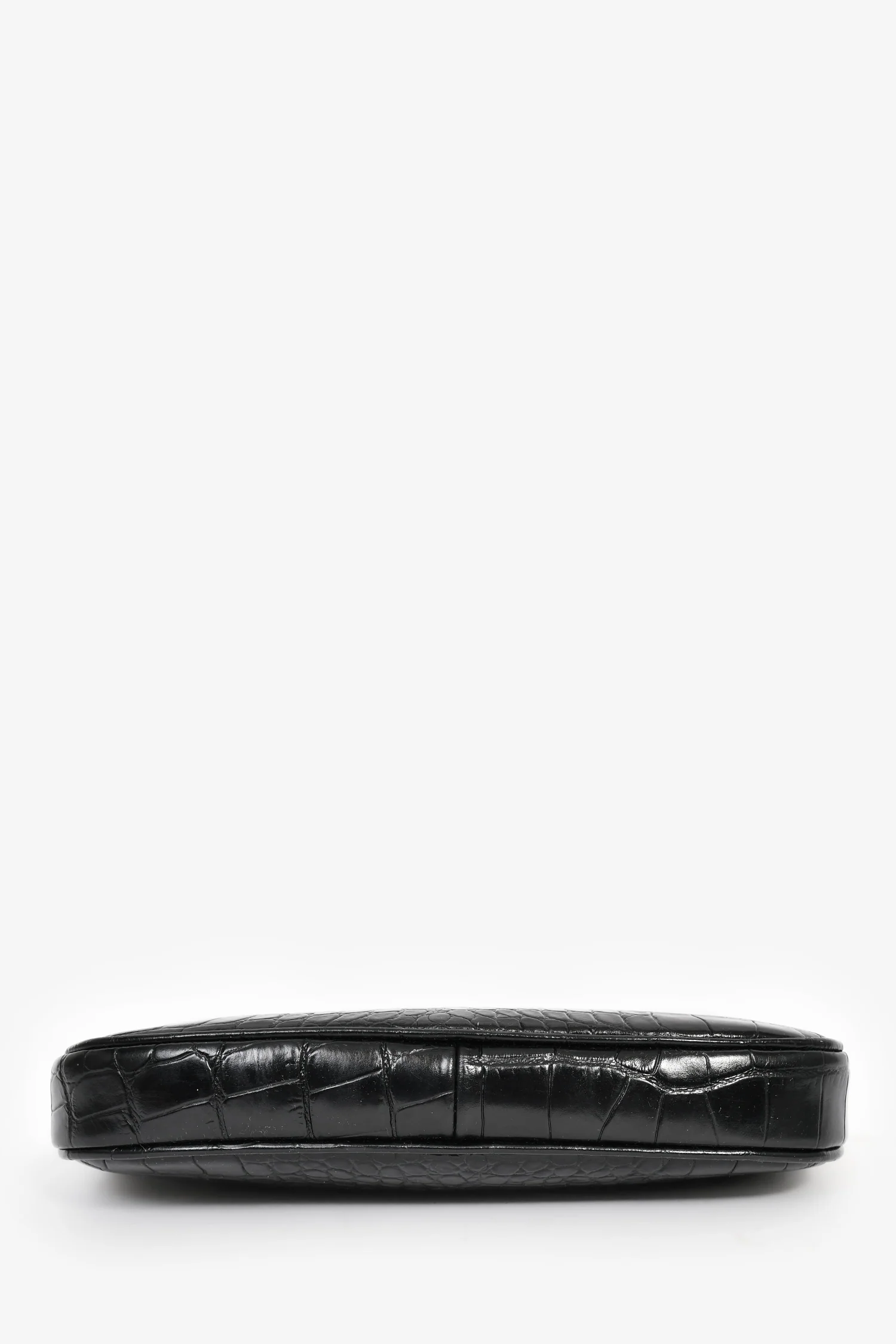 By Far Black Crocodile Embossed 'Rachel' Shoulder Bag