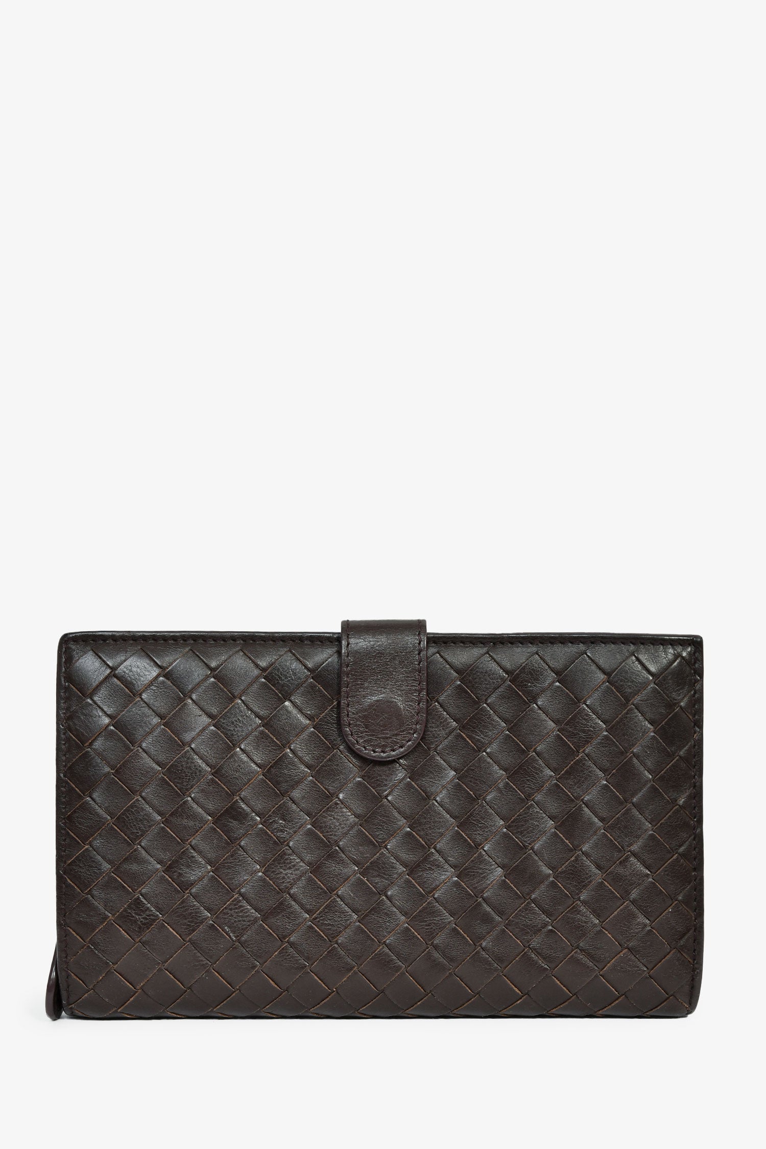 Bottega Veneta Brown Leather Intrecciato Long Wallet