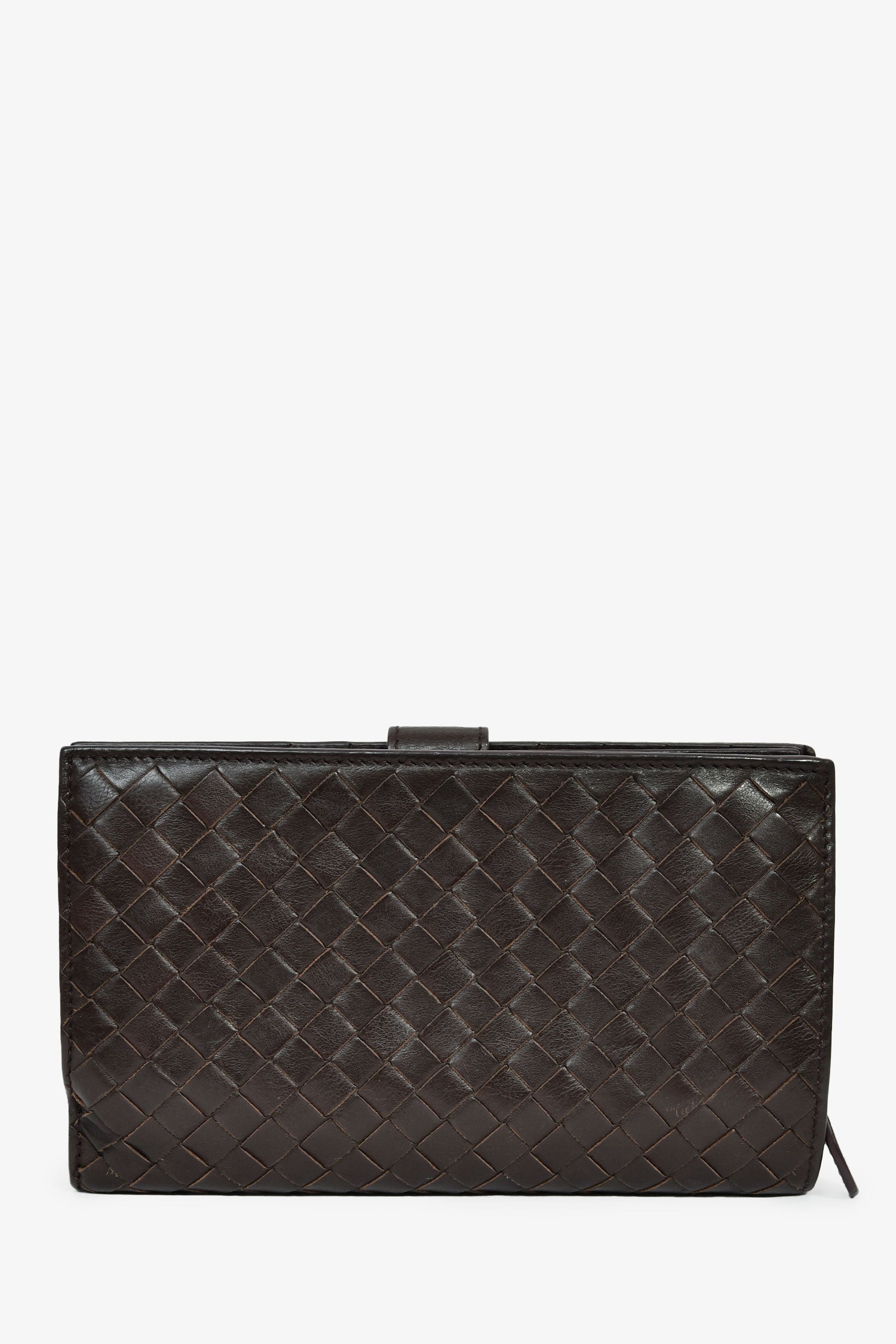 Bottega Veneta Brown Leather Intrecciato Long Wallet