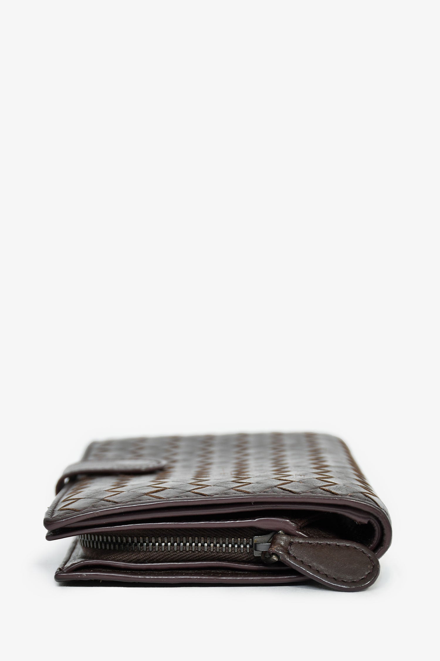 Bottega Veneta Brown Leather Intrecciato Long Wallet