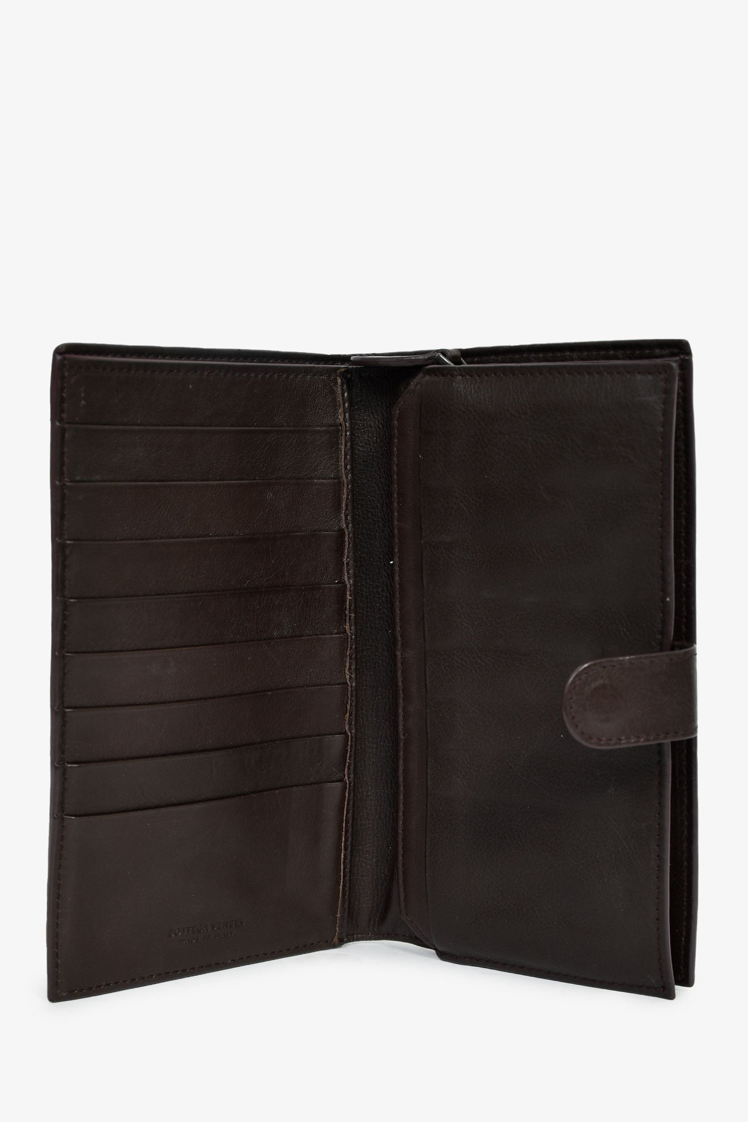 Bottega Veneta Brown Leather Intrecciato Long Wallet