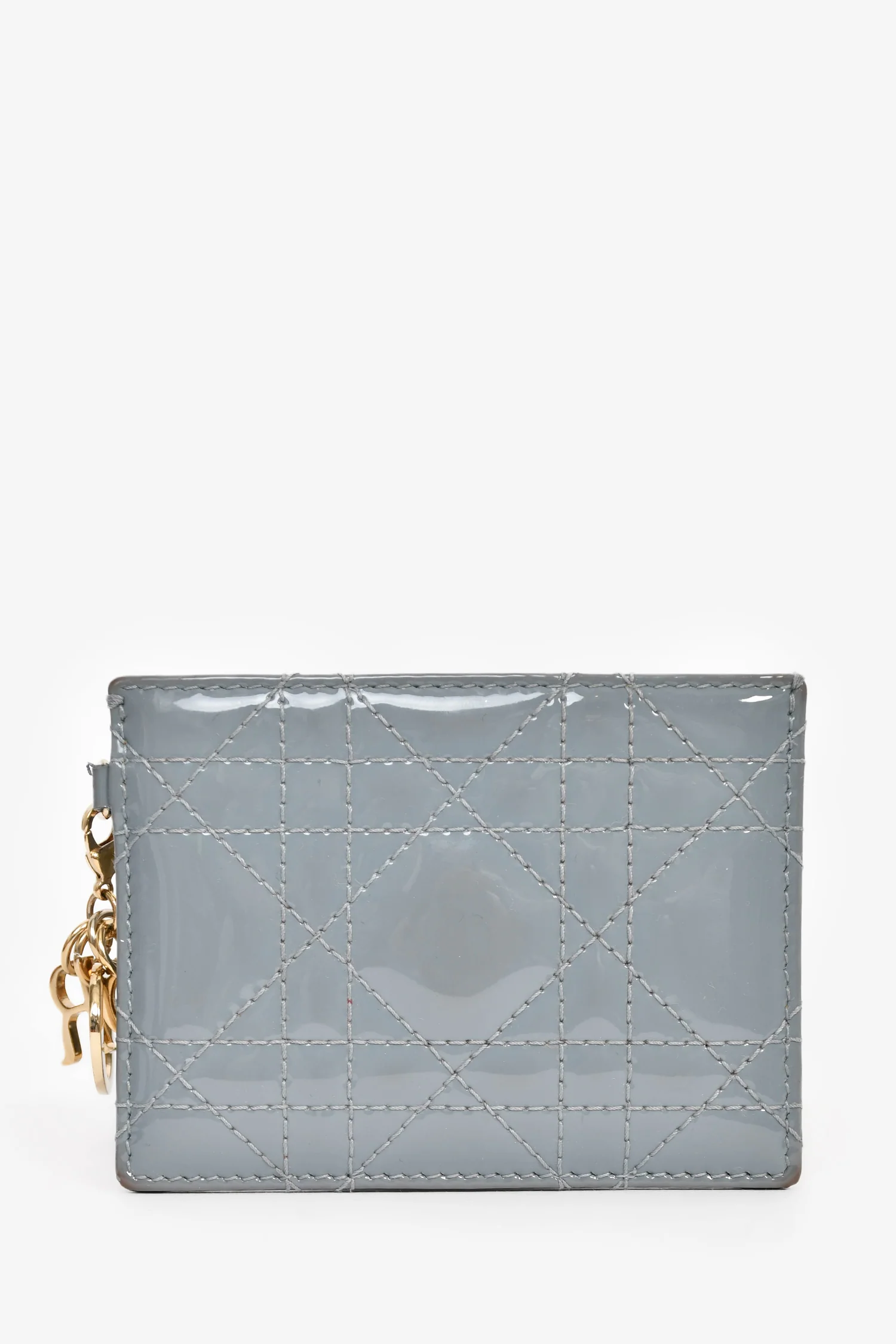 Christian Dior 2022 Cloud Blue Patent Cannage Small Cardholder