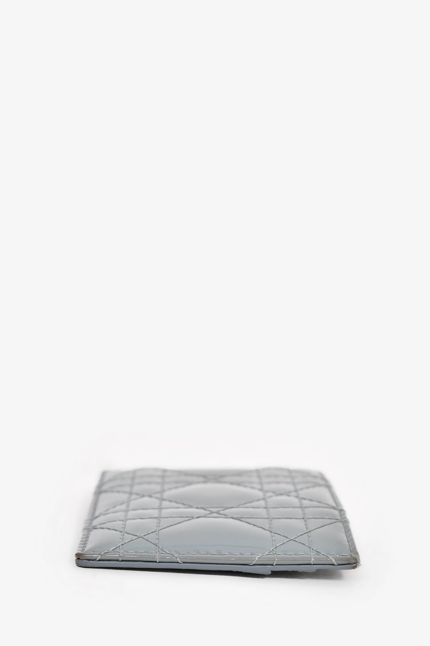 Christian Dior 2022 Cloud Blue Patent Cannage Small Cardholder