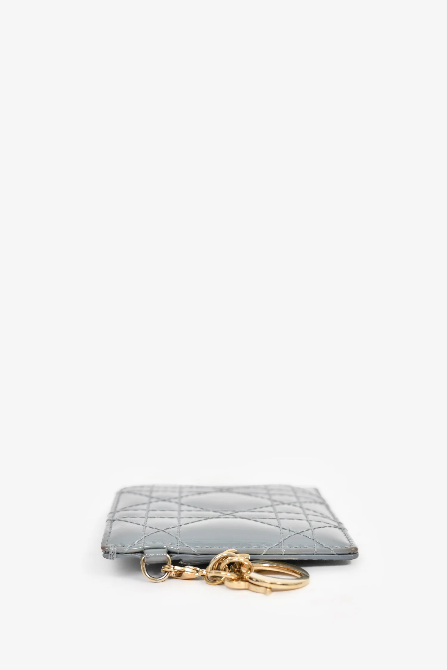 Christian Dior 2022 Cloud Blue Patent Cannage Small Cardholder