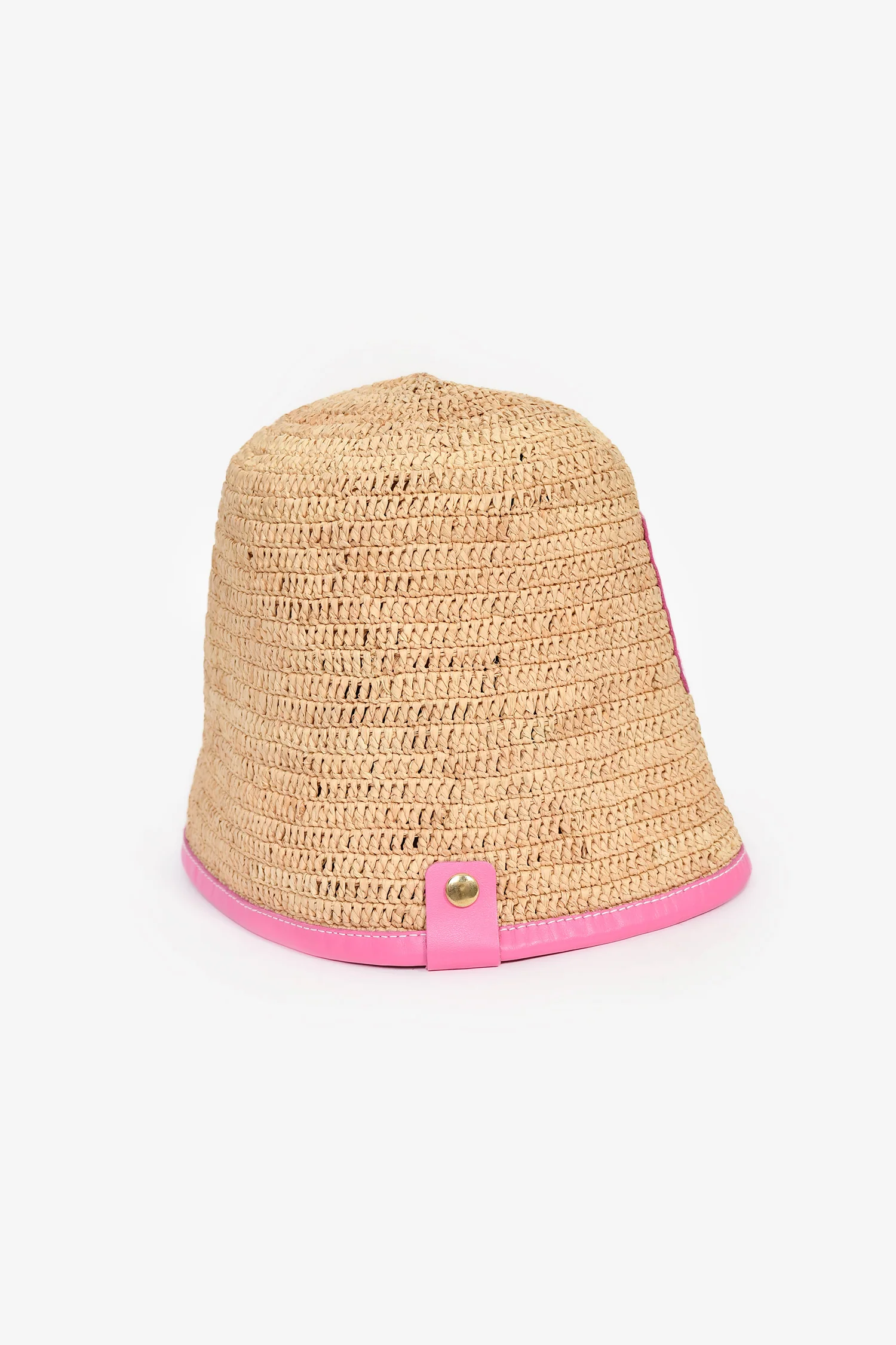 Jacquemus Pink/Brown Raffia 'Le Bob Soli' Bucket Hat Size 56