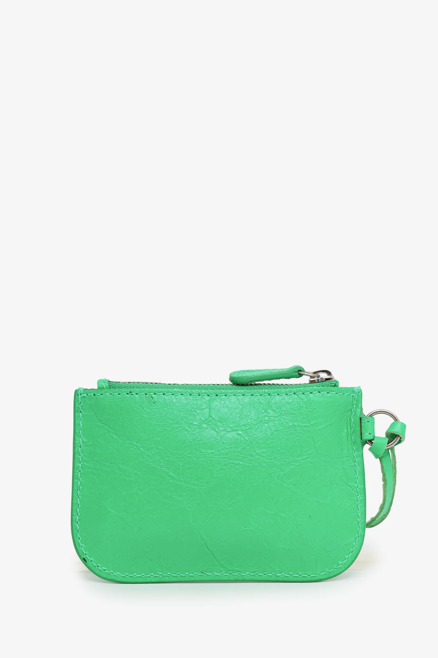 Balenciaga Green Leather Le Cagole Zip Card Holder