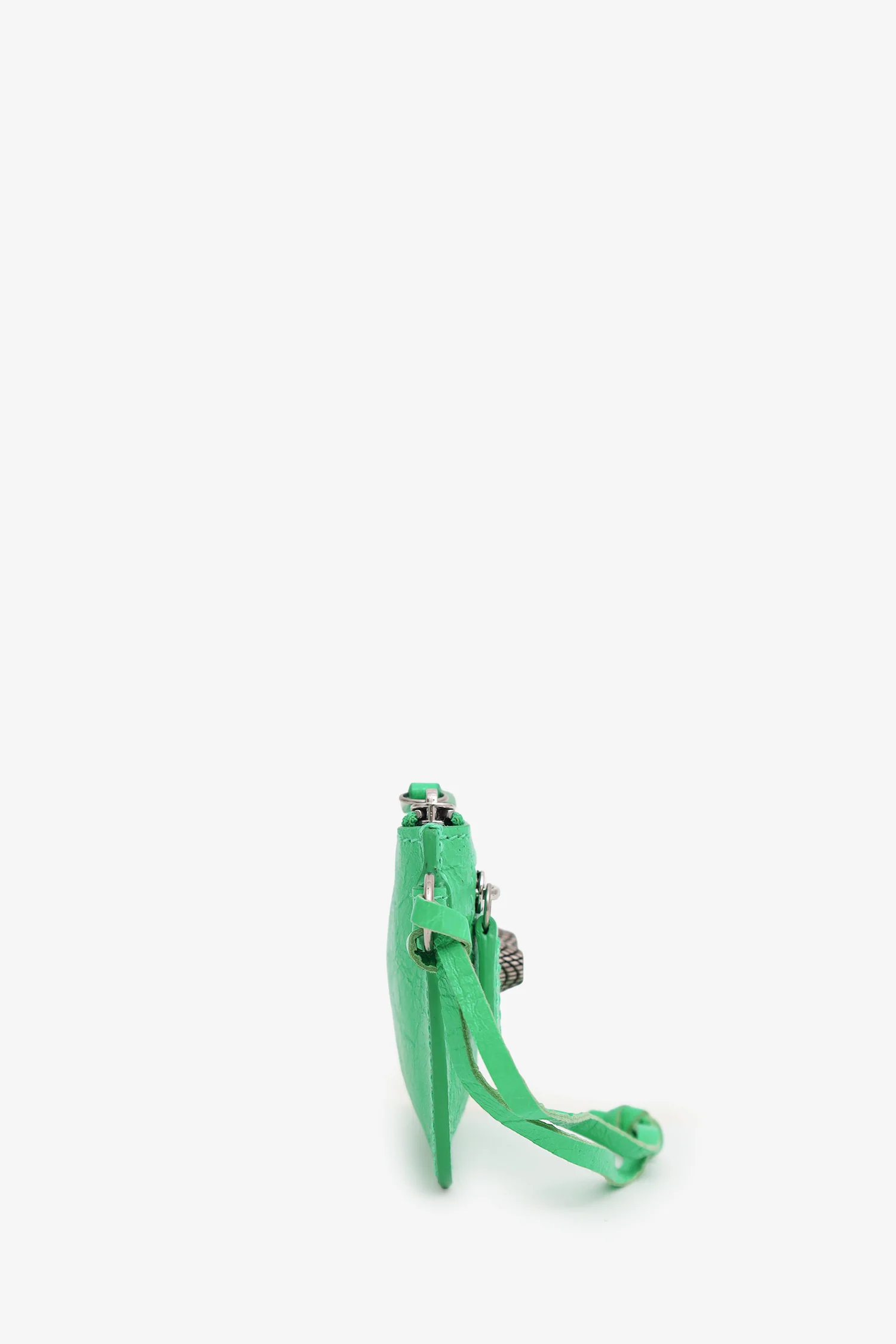Balenciaga Green Leather Le Cagole Zip Card Holder