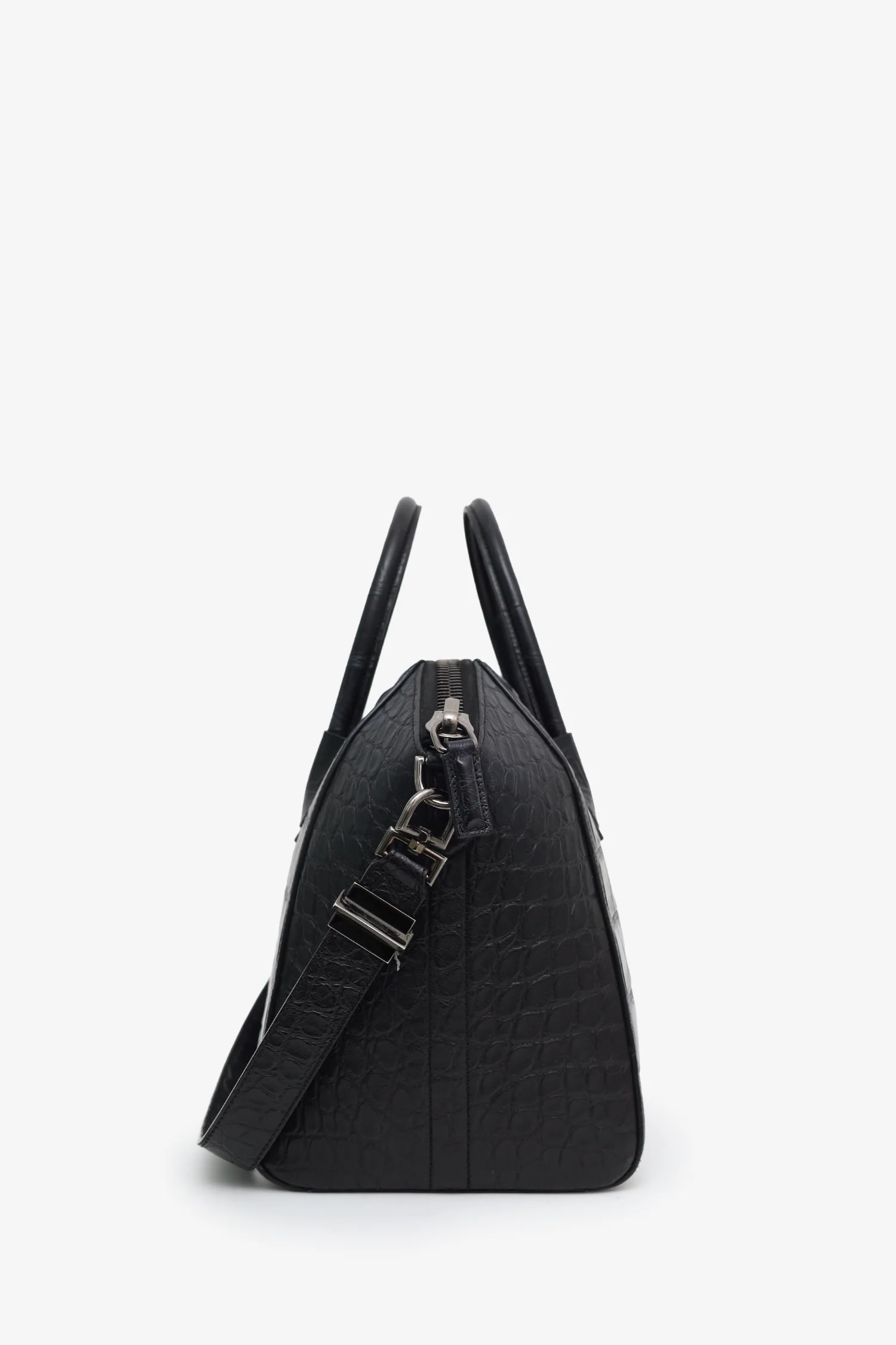 Givenchy Black Embossed Medium Antigona Top Handle Bag With Strap