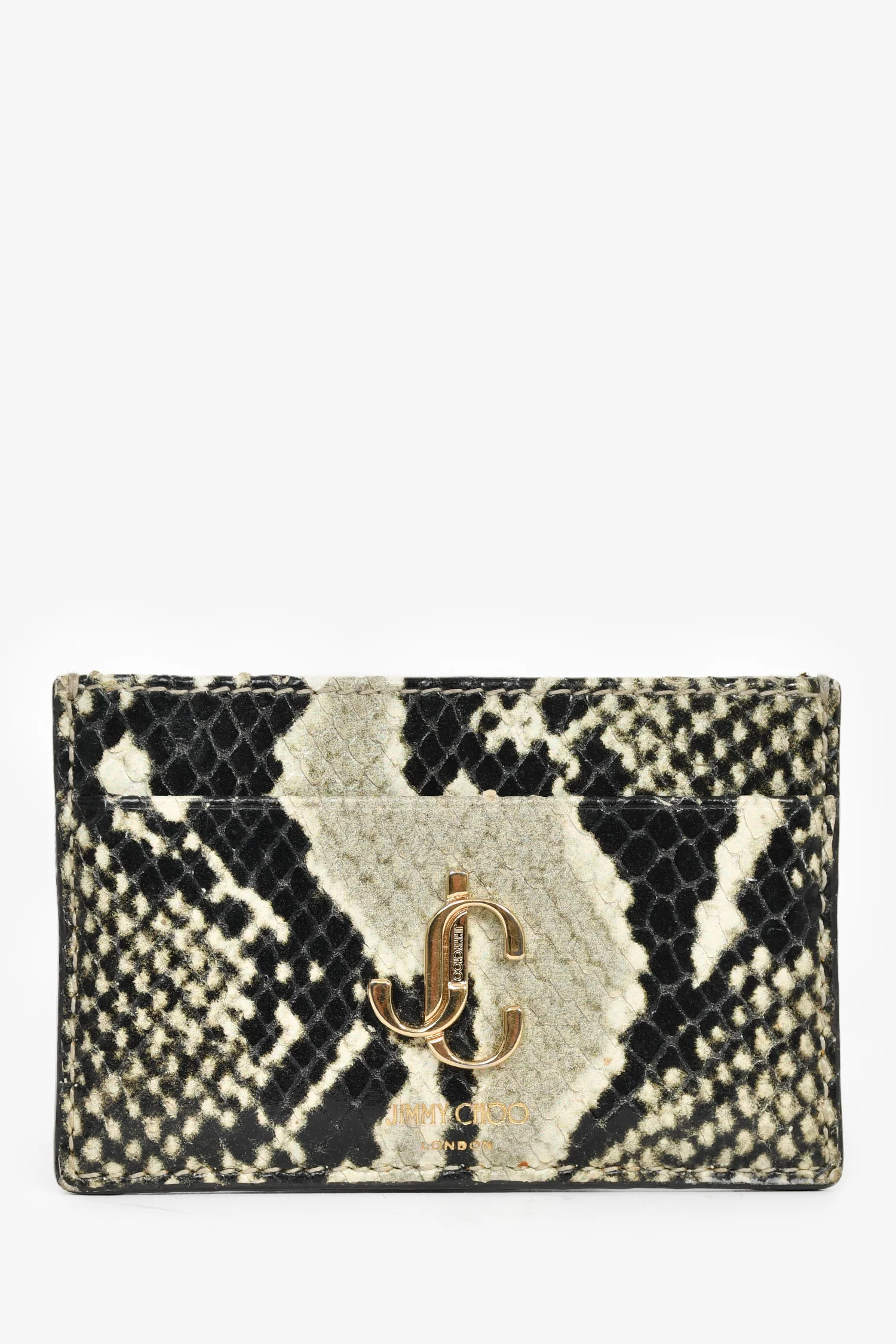 Jimmy Choo Grey/Black Snake Printed Card Holder