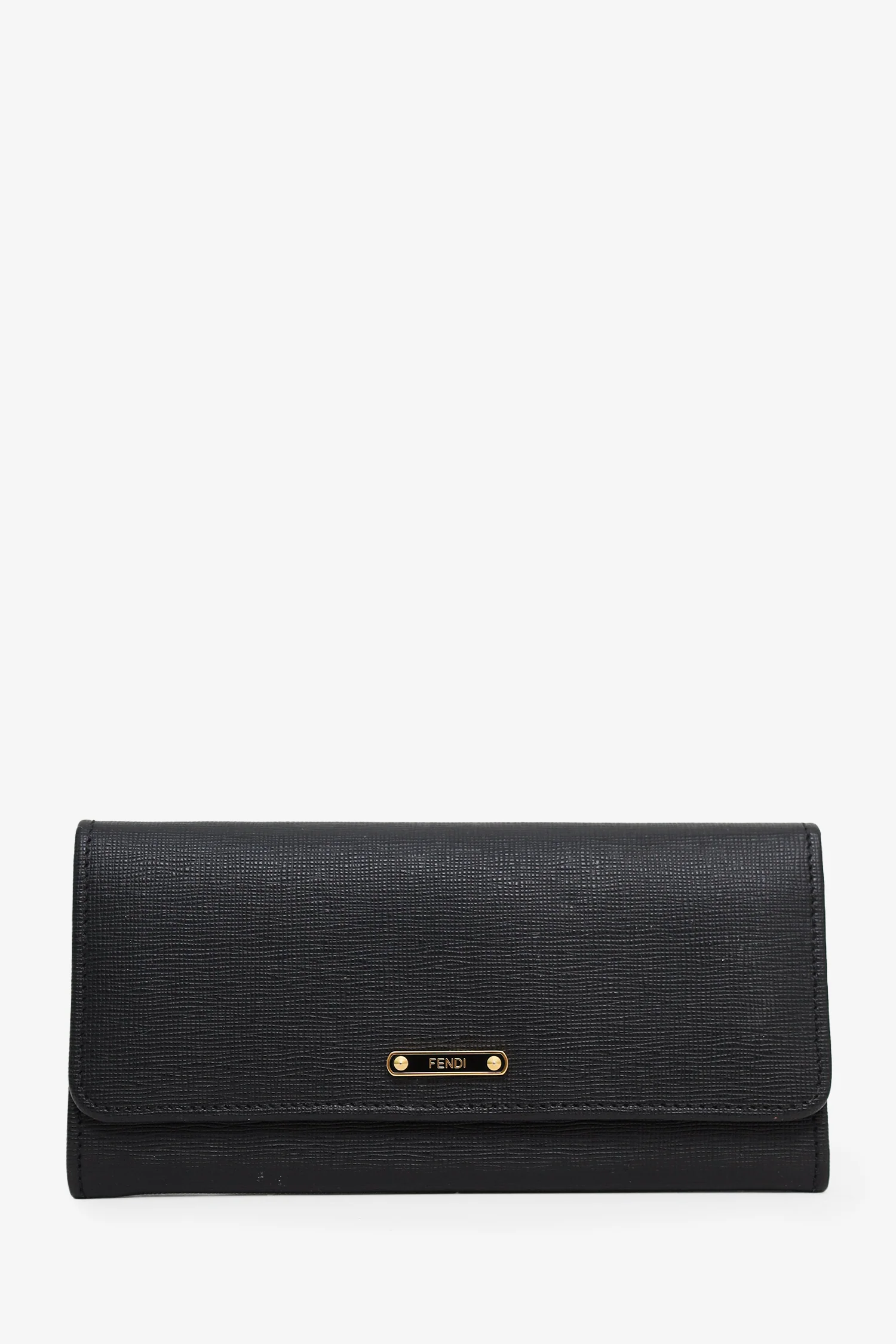 Fendi 2013 Black Leather Continental Wallet
