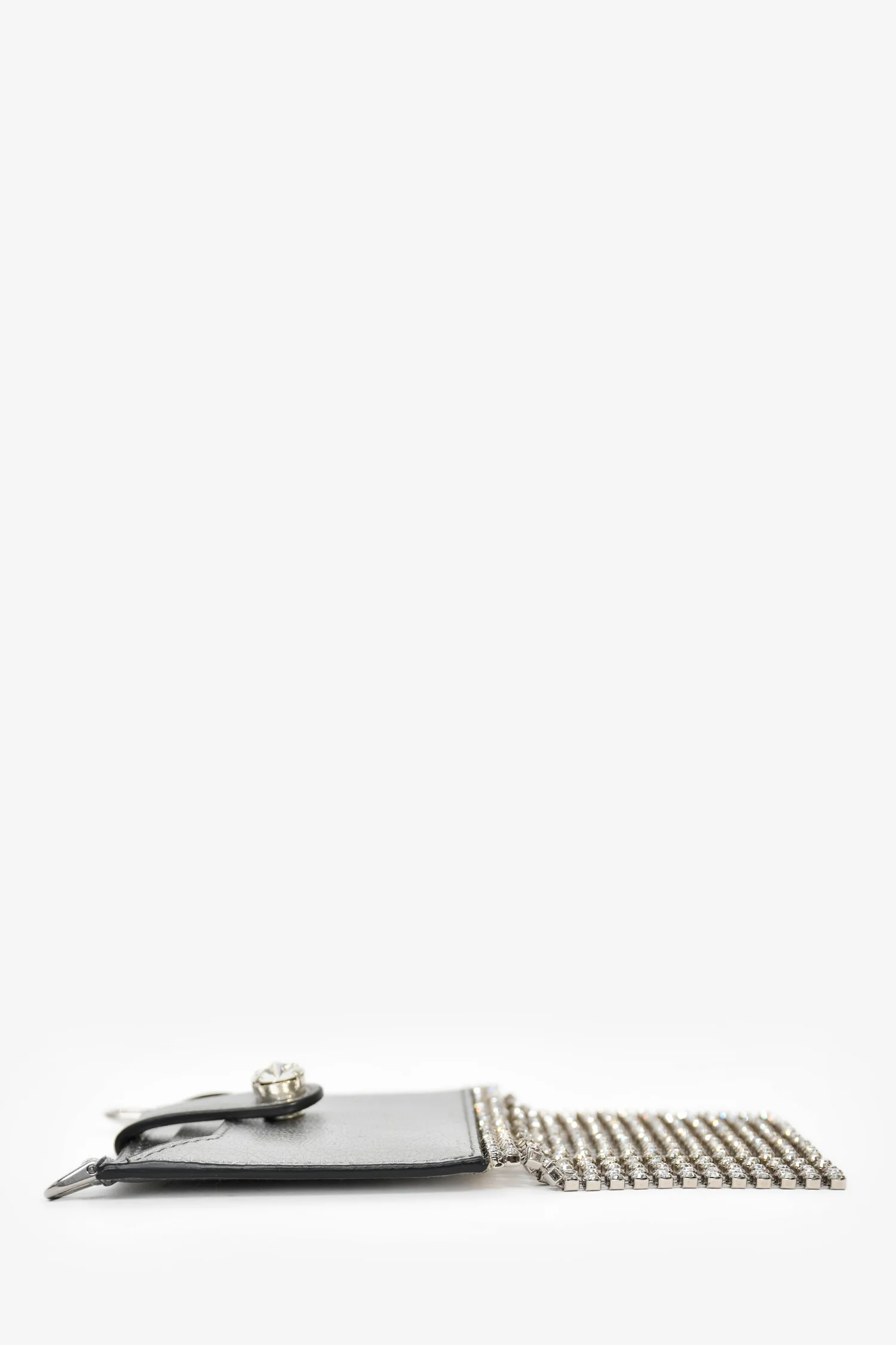 Miu Miu Silver Leather Crystal Fringe Cardholder