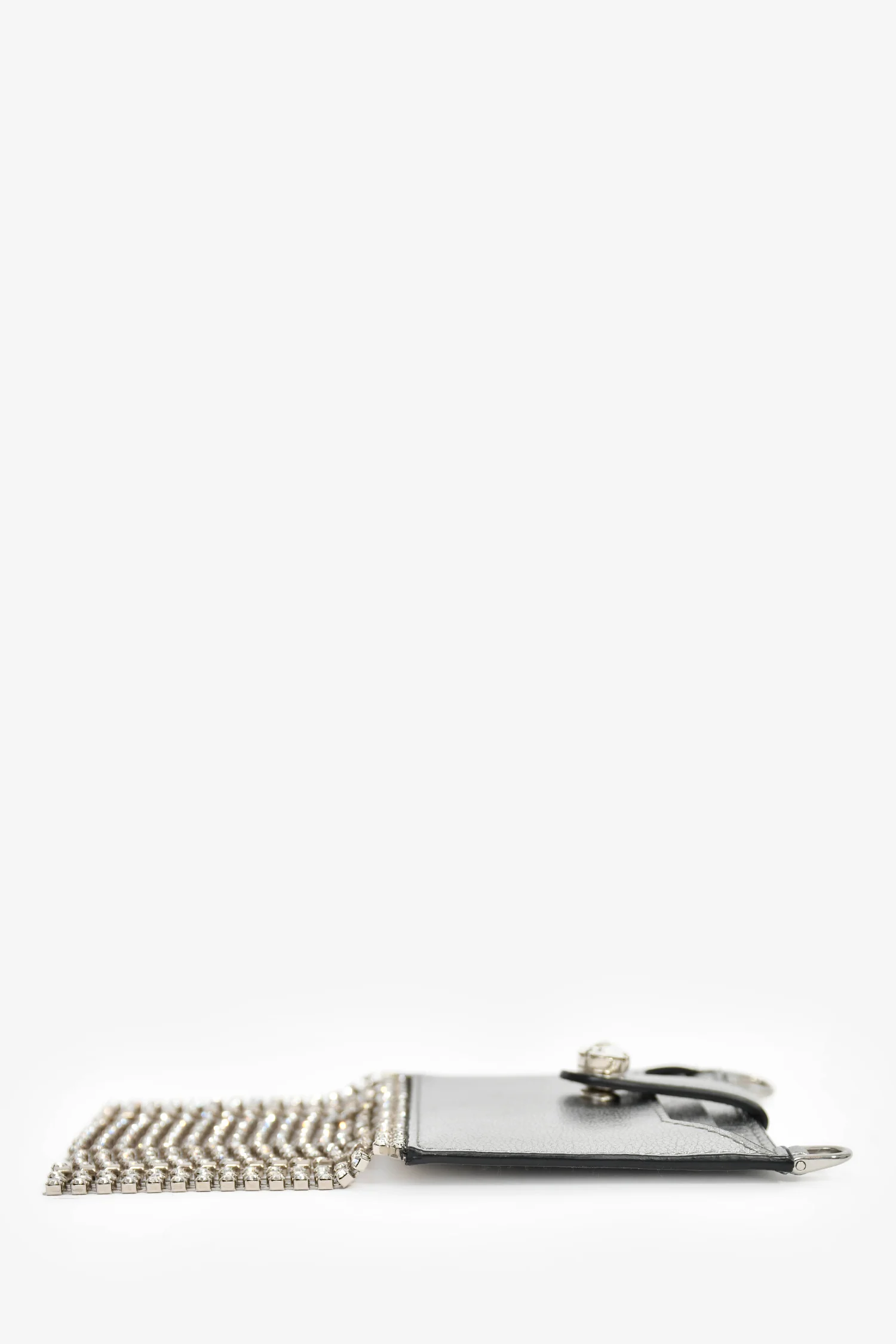 Miu Miu Silver Leather Crystal Fringe Cardholder