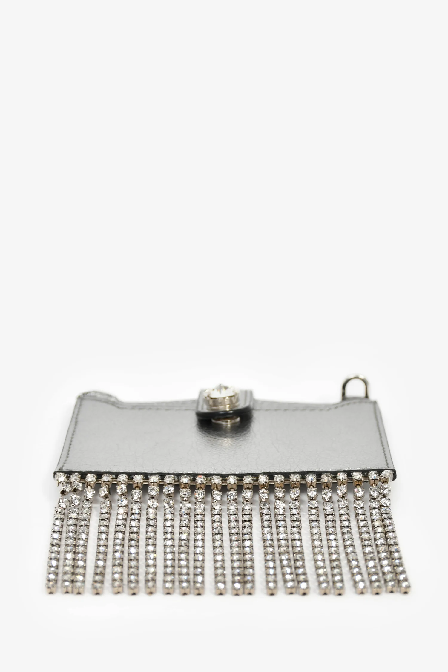 Miu Miu Silver Leather Crystal Fringe Cardholder