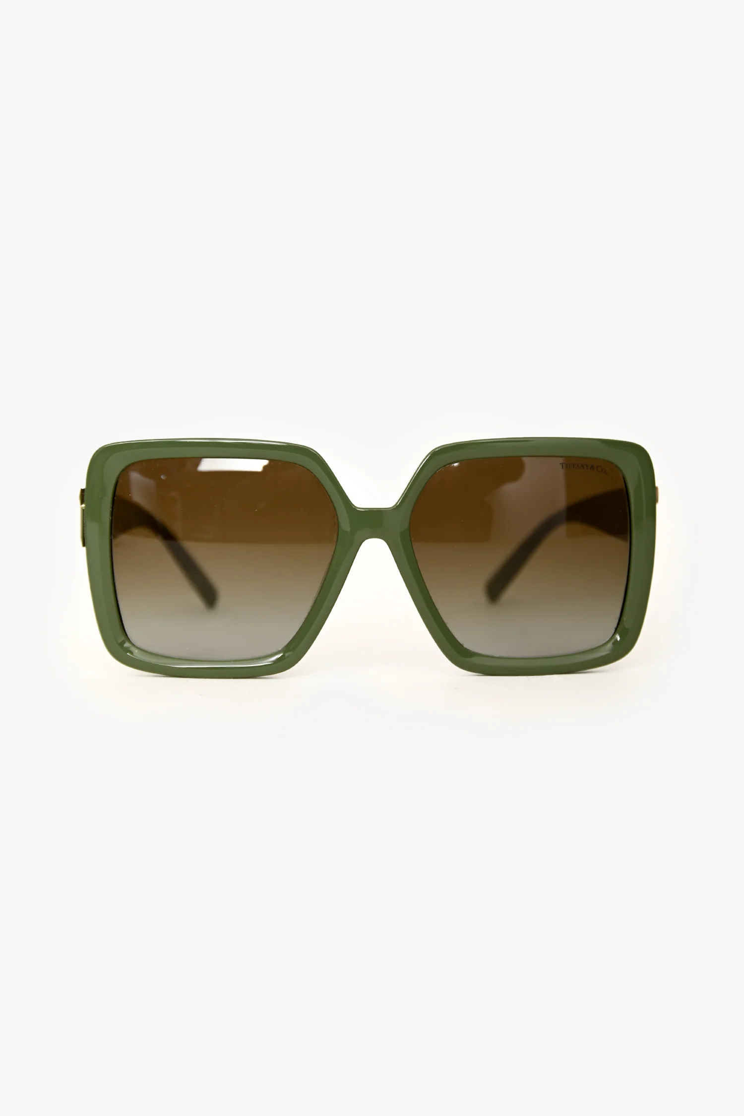 Tiffany & Co. Green Acetate T Oversized Square Tinted Sunglasses