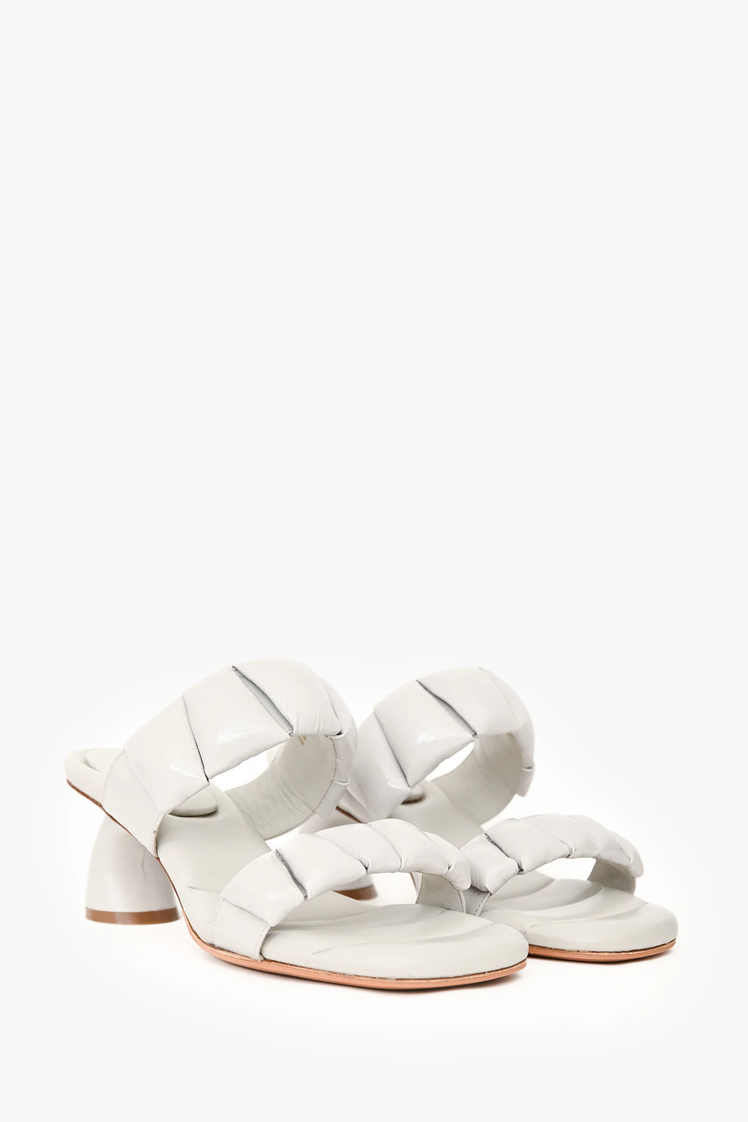 Dries Van Noten Light Grey Padded Sandal Heels Size 41