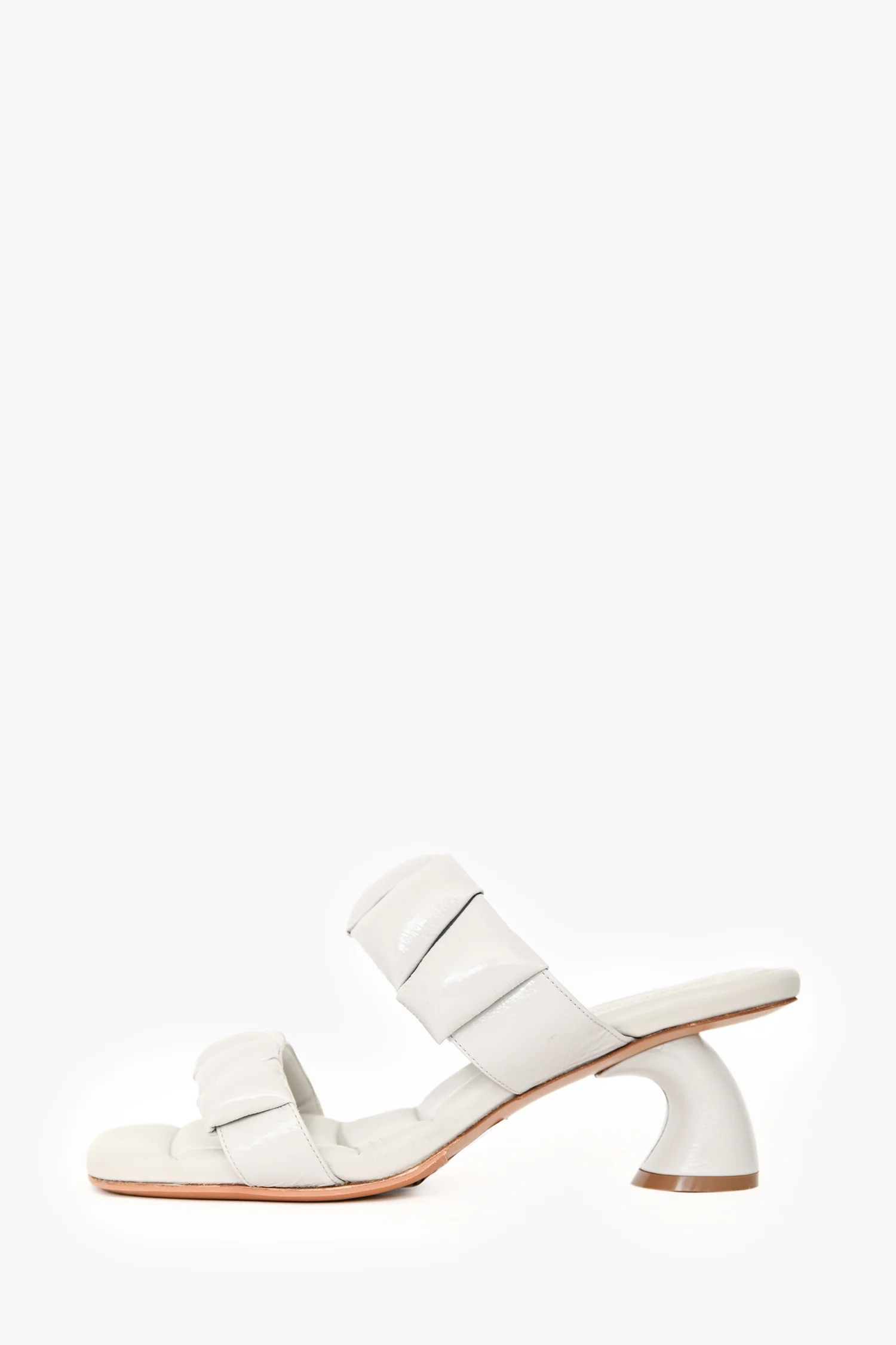 Dries Van Noten Light Grey Padded Sandal Heels Size 41