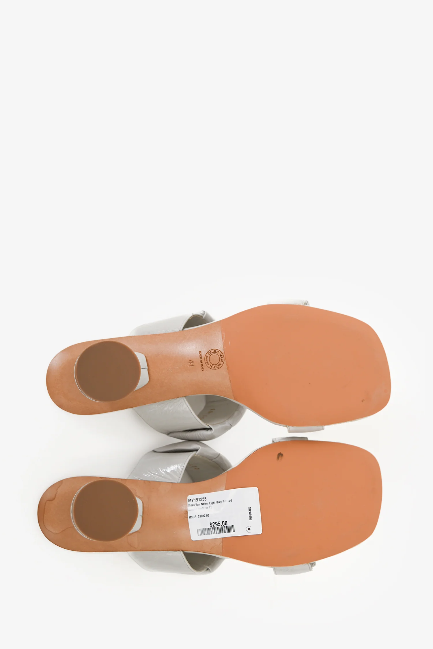 Dries Van Noten Light Grey Padded Sandal Heels Size 41