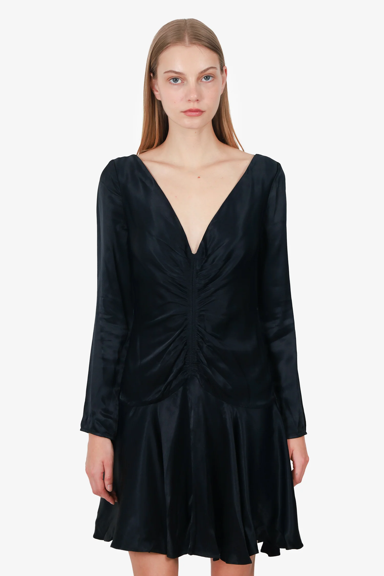 Zimmerman Black Satin Long Sleeve Mini Dress Size 1