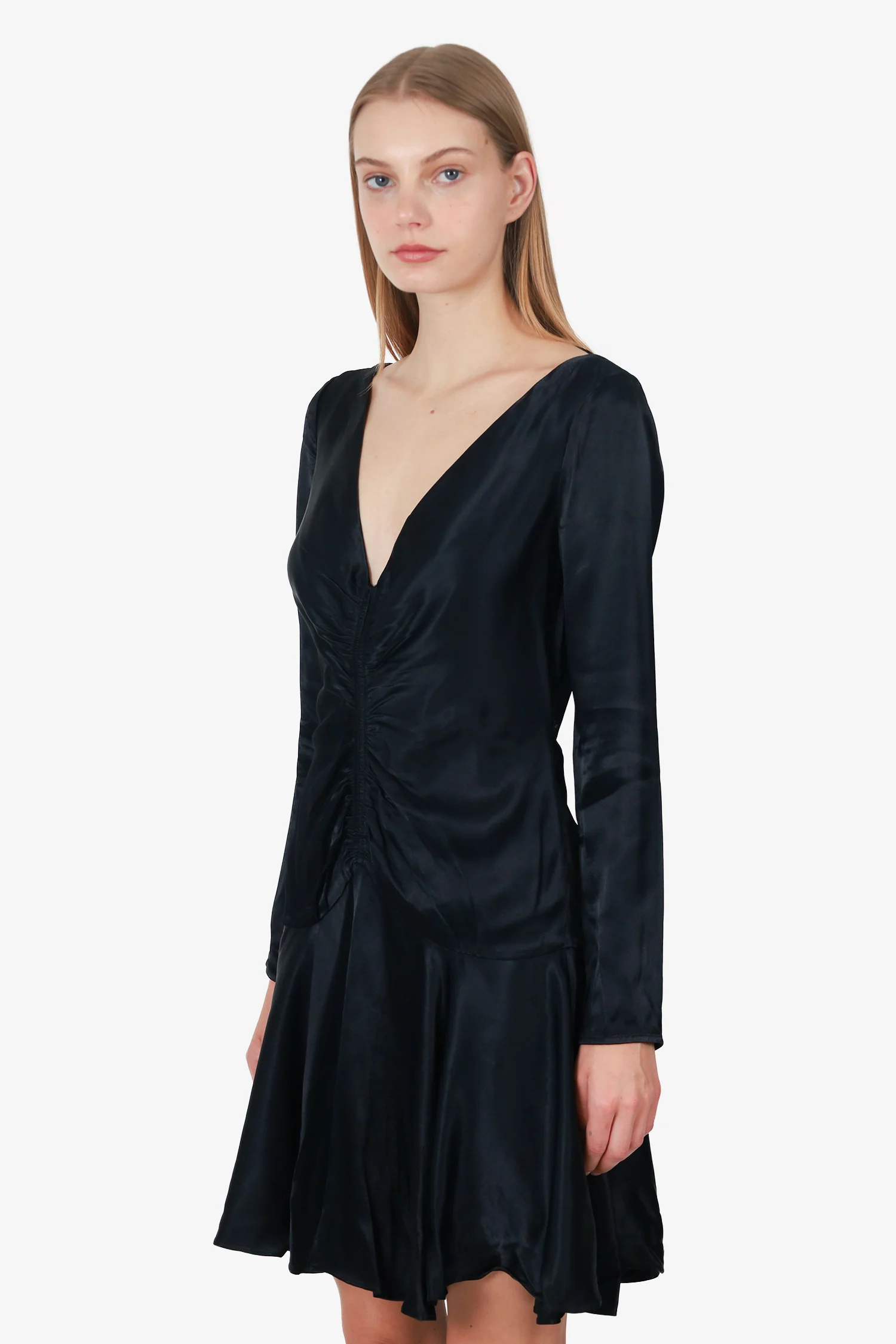 Zimmerman Black Satin Long Sleeve Mini Dress Size 1