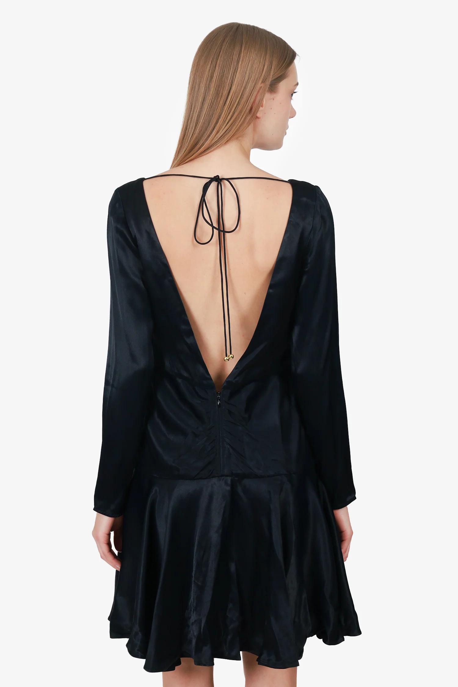 Zimmerman Black Satin Long Sleeve Mini Dress Size 1