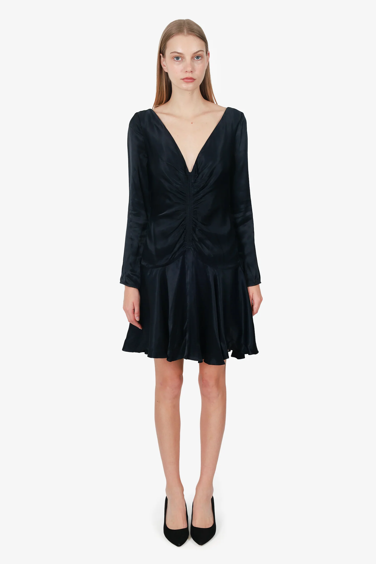 Zimmerman Black Satin Long Sleeve Mini Dress Size 1