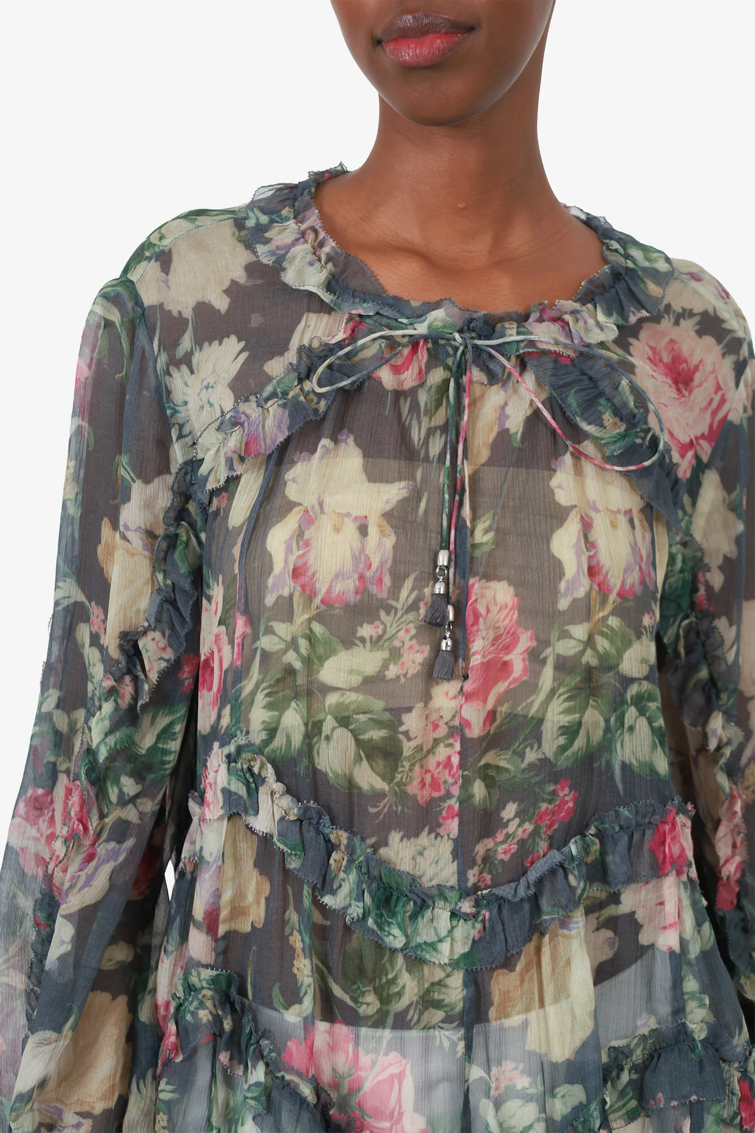 Zimmerman Blue/Pink Floral Sheer Blouse Size 2