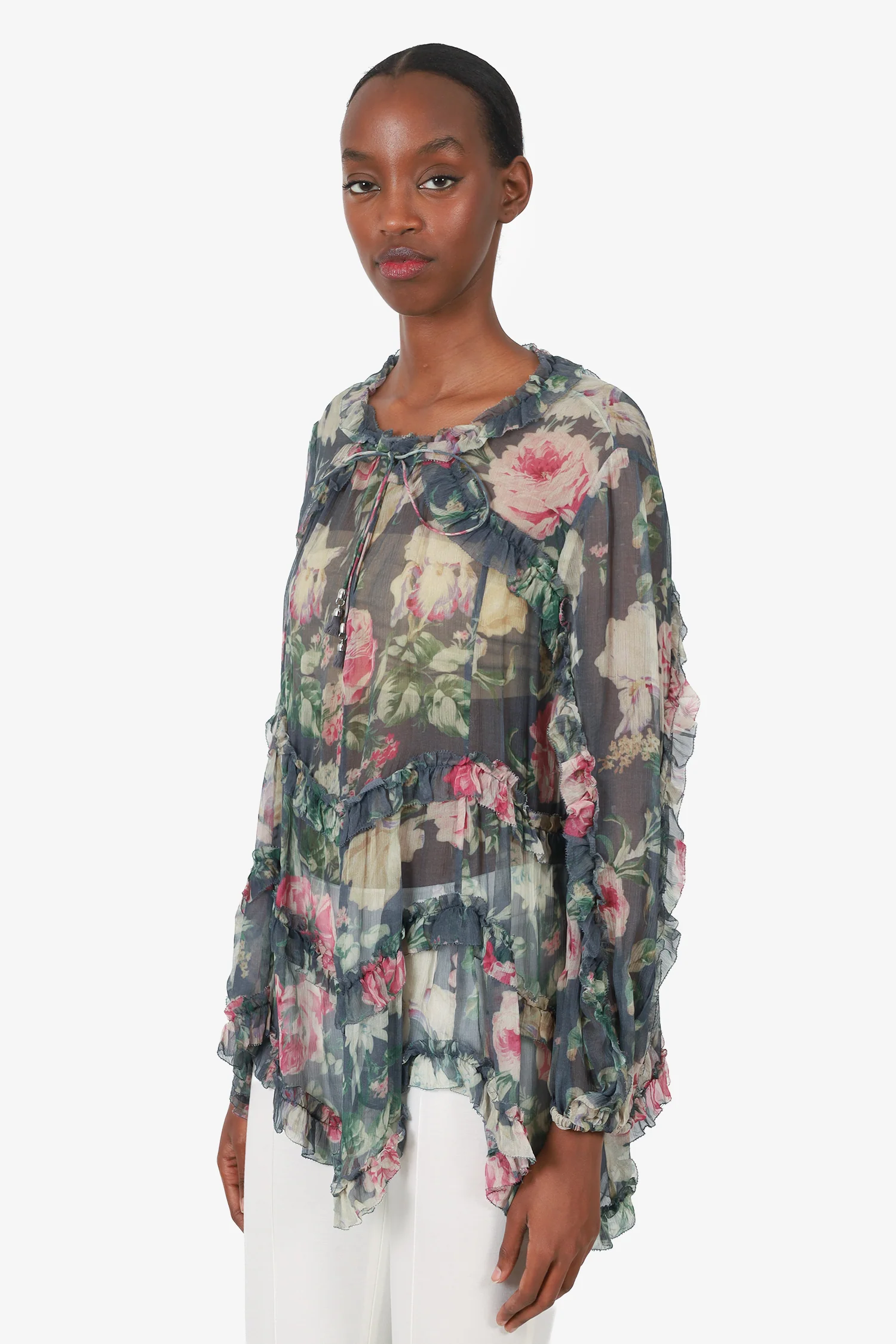 Zimmerman Blue/Pink Floral Sheer Blouse Size 2