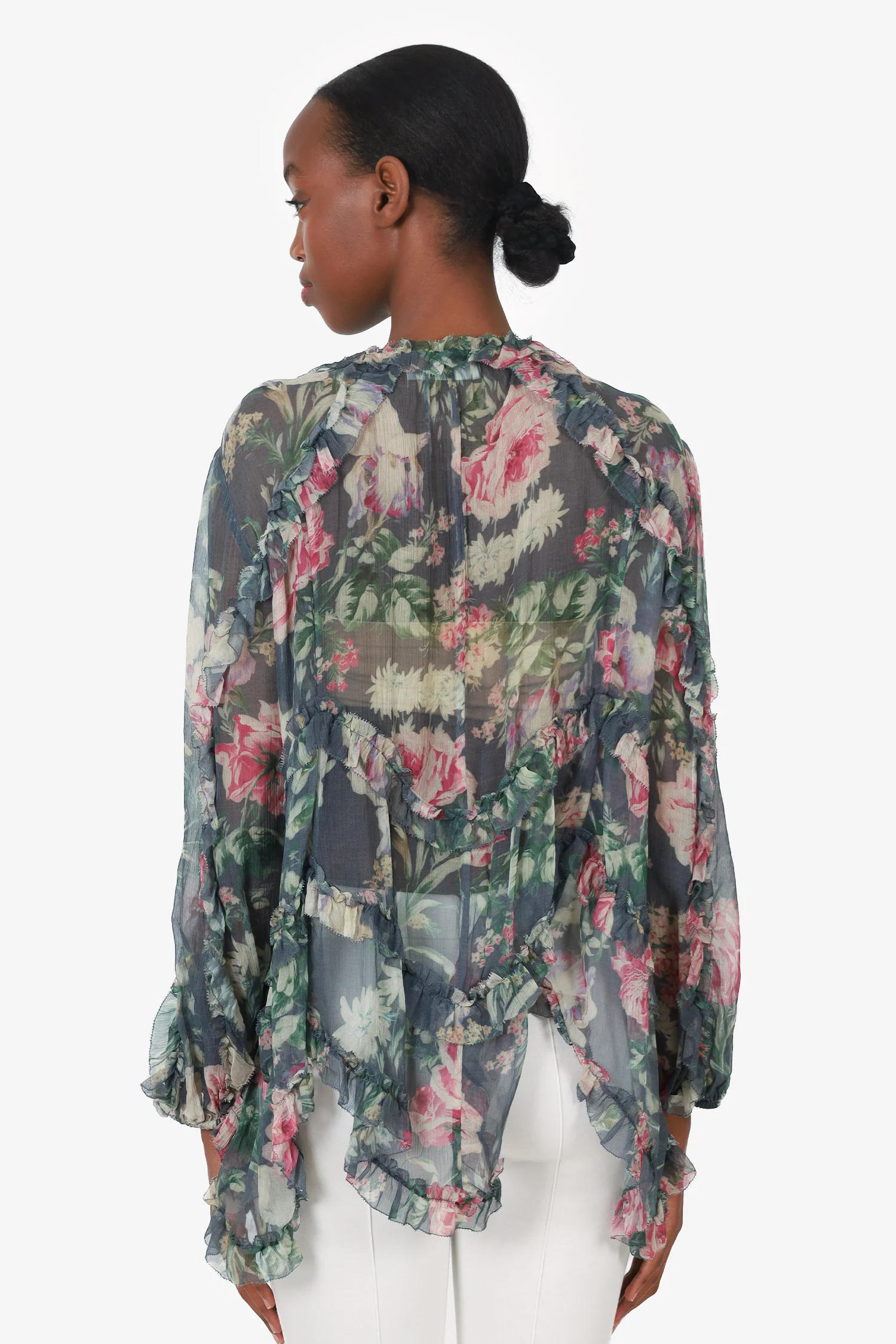 Zimmerman Blue/Pink Floral Sheer Blouse Size 2