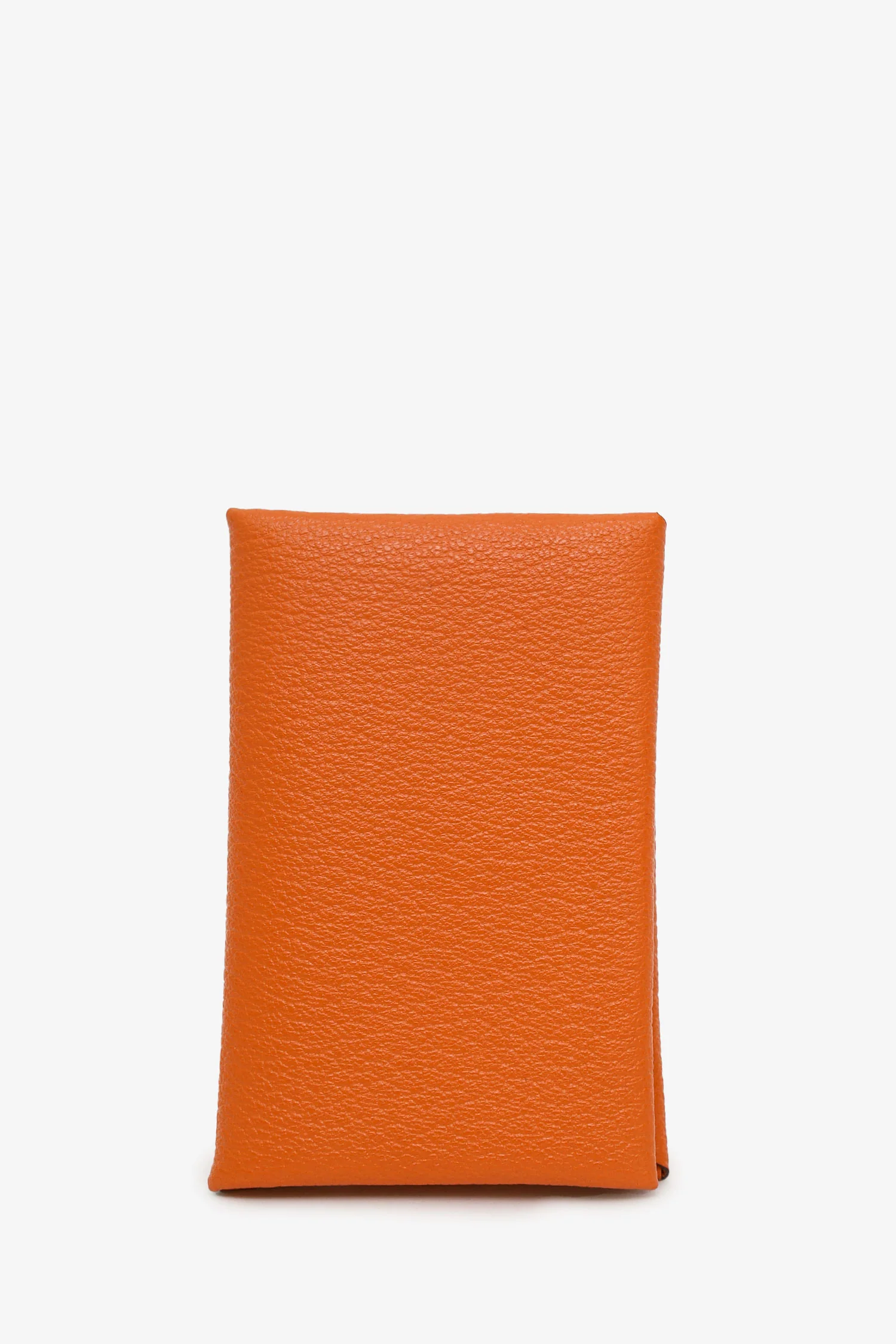 Hermès 2018 Orange Leather Calvi Card Holder