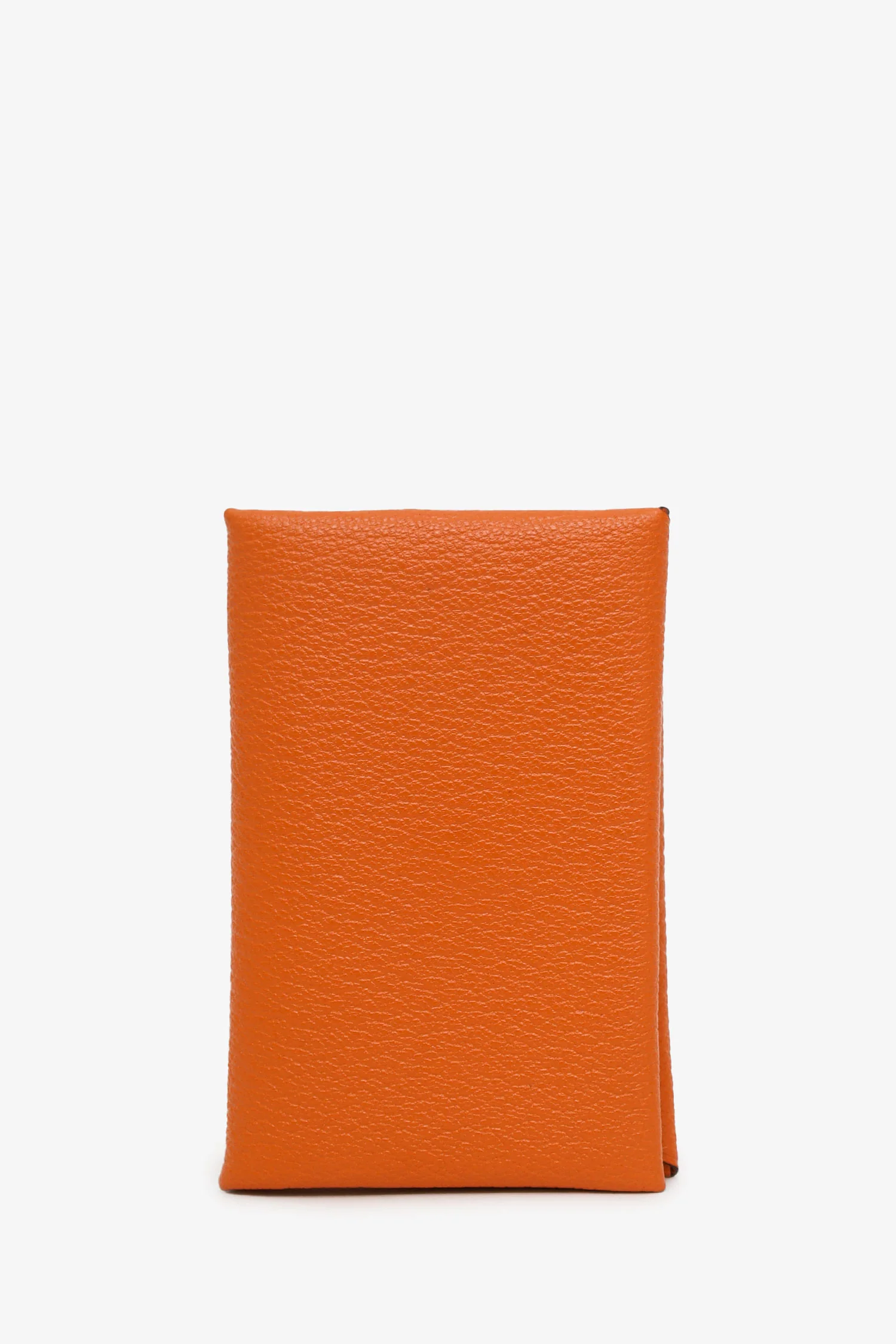 Hermès 2018 Orange Leather Calvi Card Holder