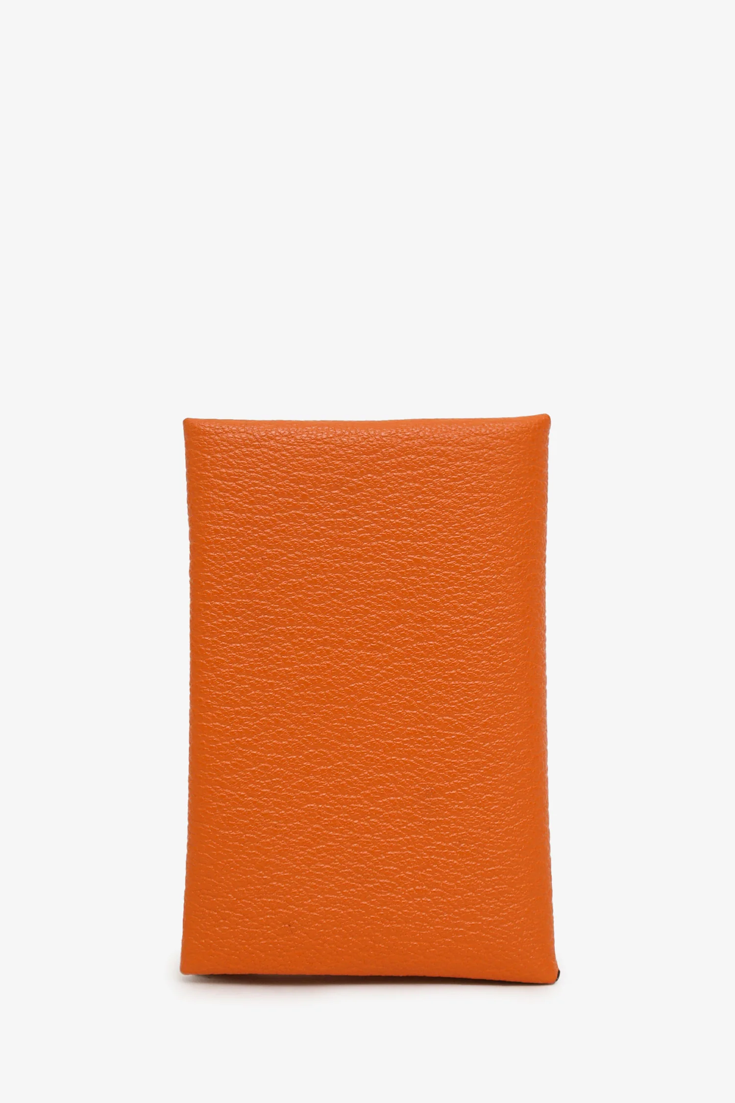 Hermès 2018 Orange Leather Calvi Card Holder