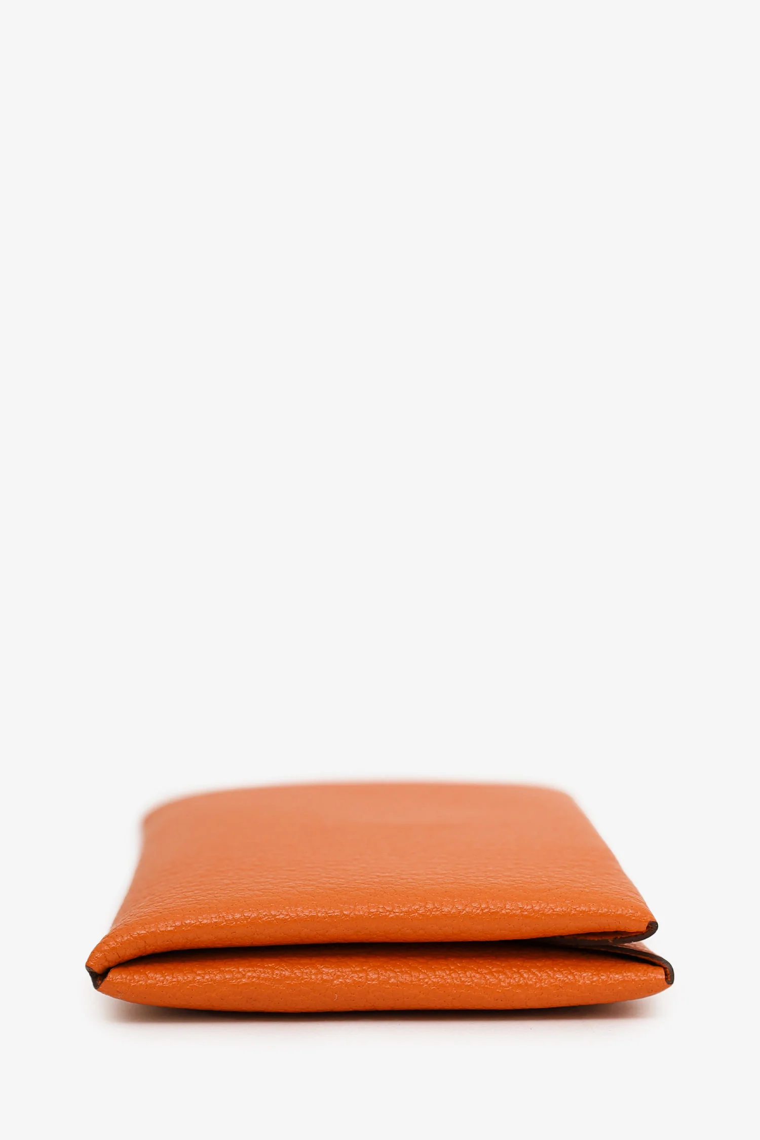 Hermès 2018 Orange Leather Calvi Card Holder
