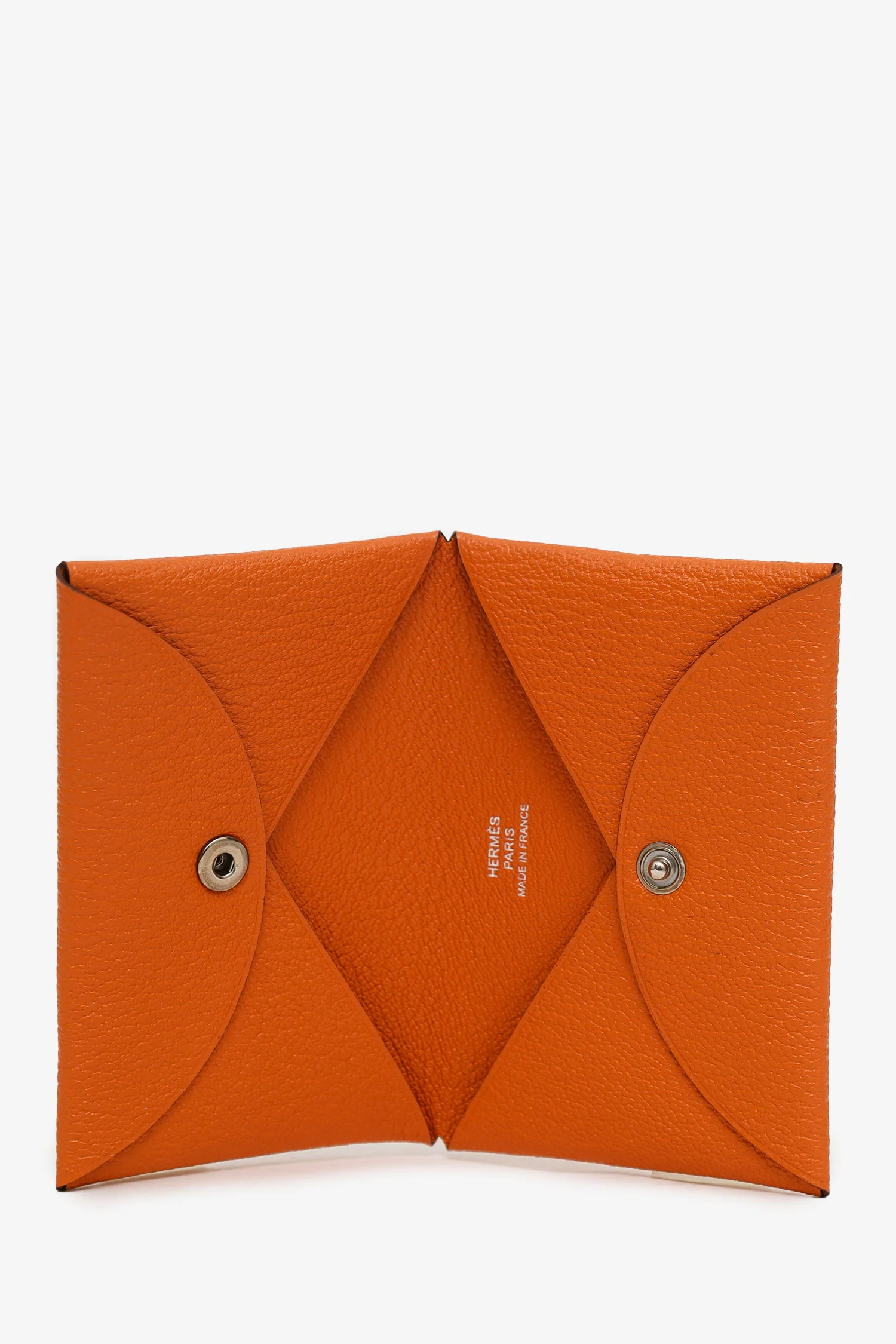Hermès 2018 Orange Leather Calvi Card Holder