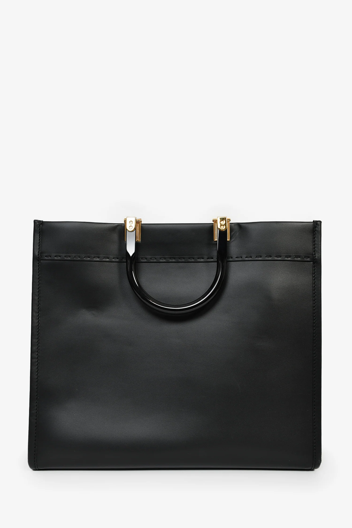 Fendi x Versace Black Leather 'Fendace Sunshine Shopper' Tote