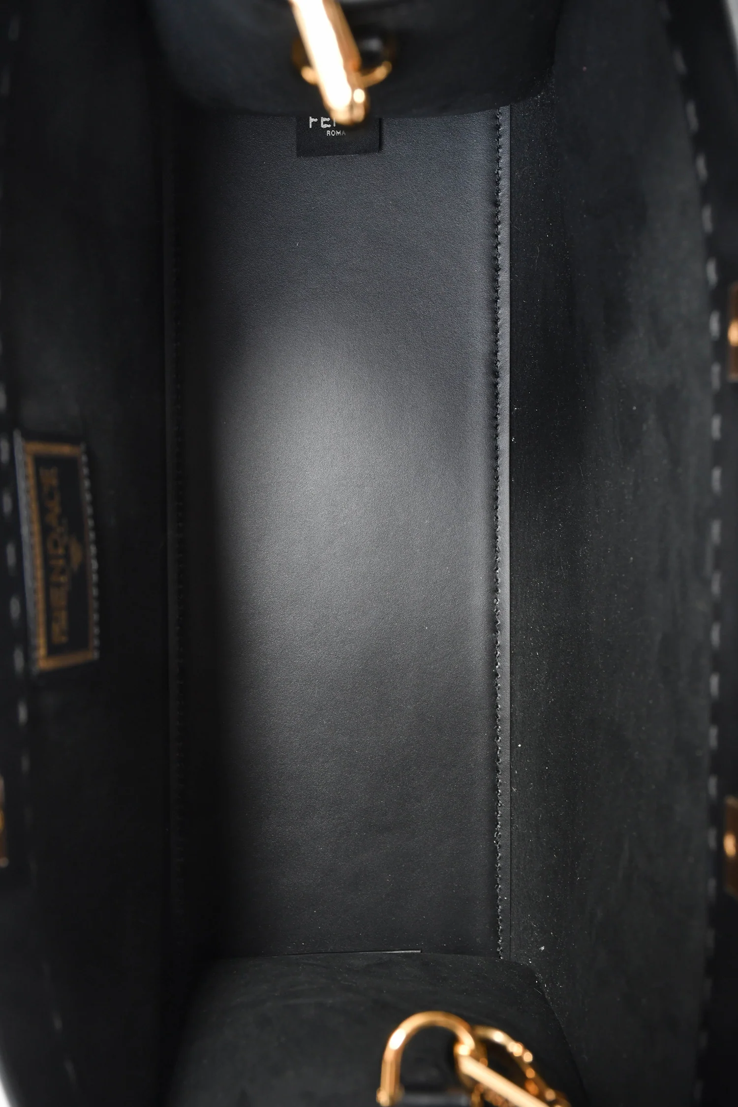 Fendi x Versace Black Leather 'Fendace Sunshine Shopper' Tote