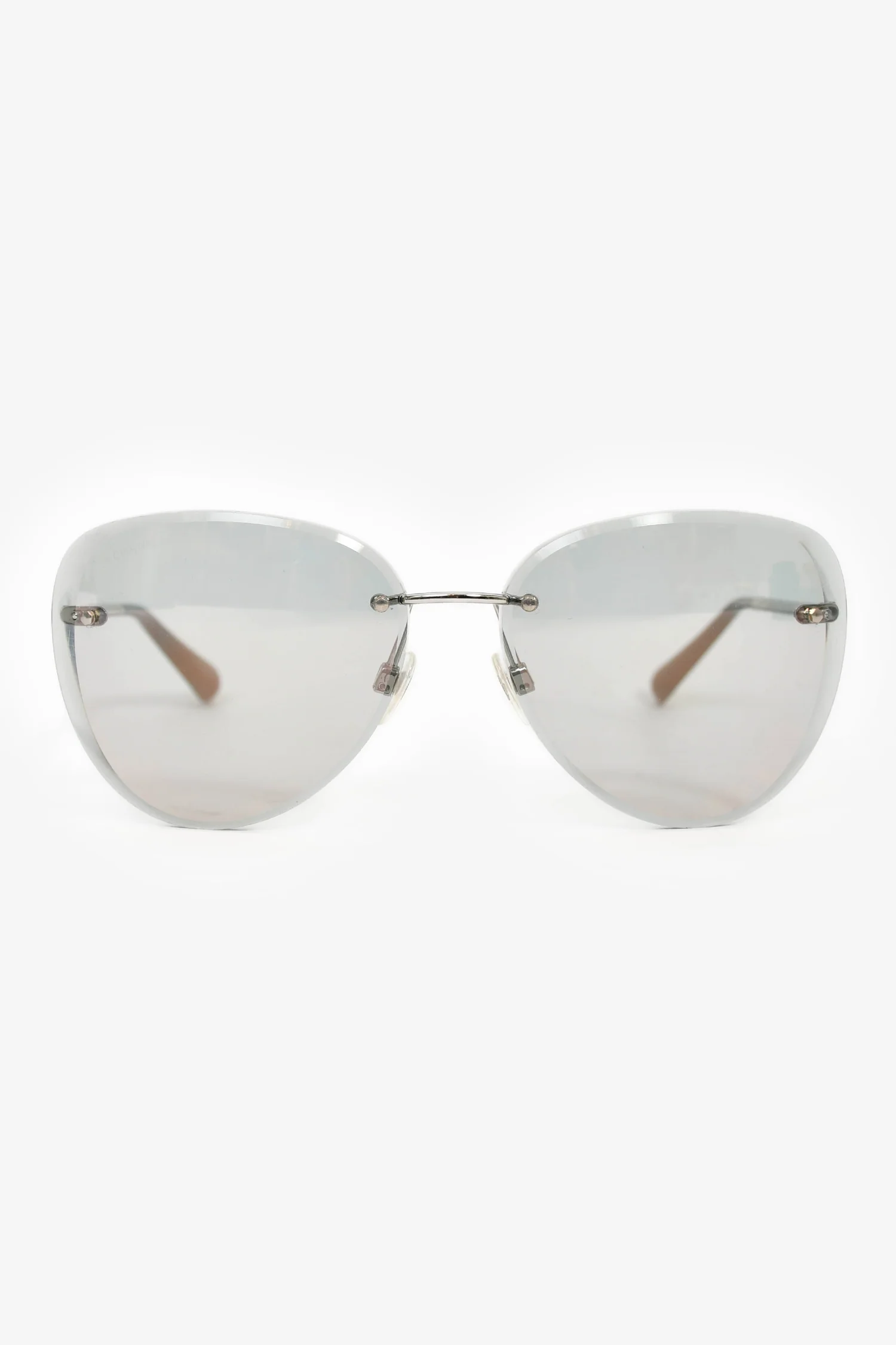 Pre-Loved Chanel™ Rimless Silver Tone 'Pilot' Sunglasses