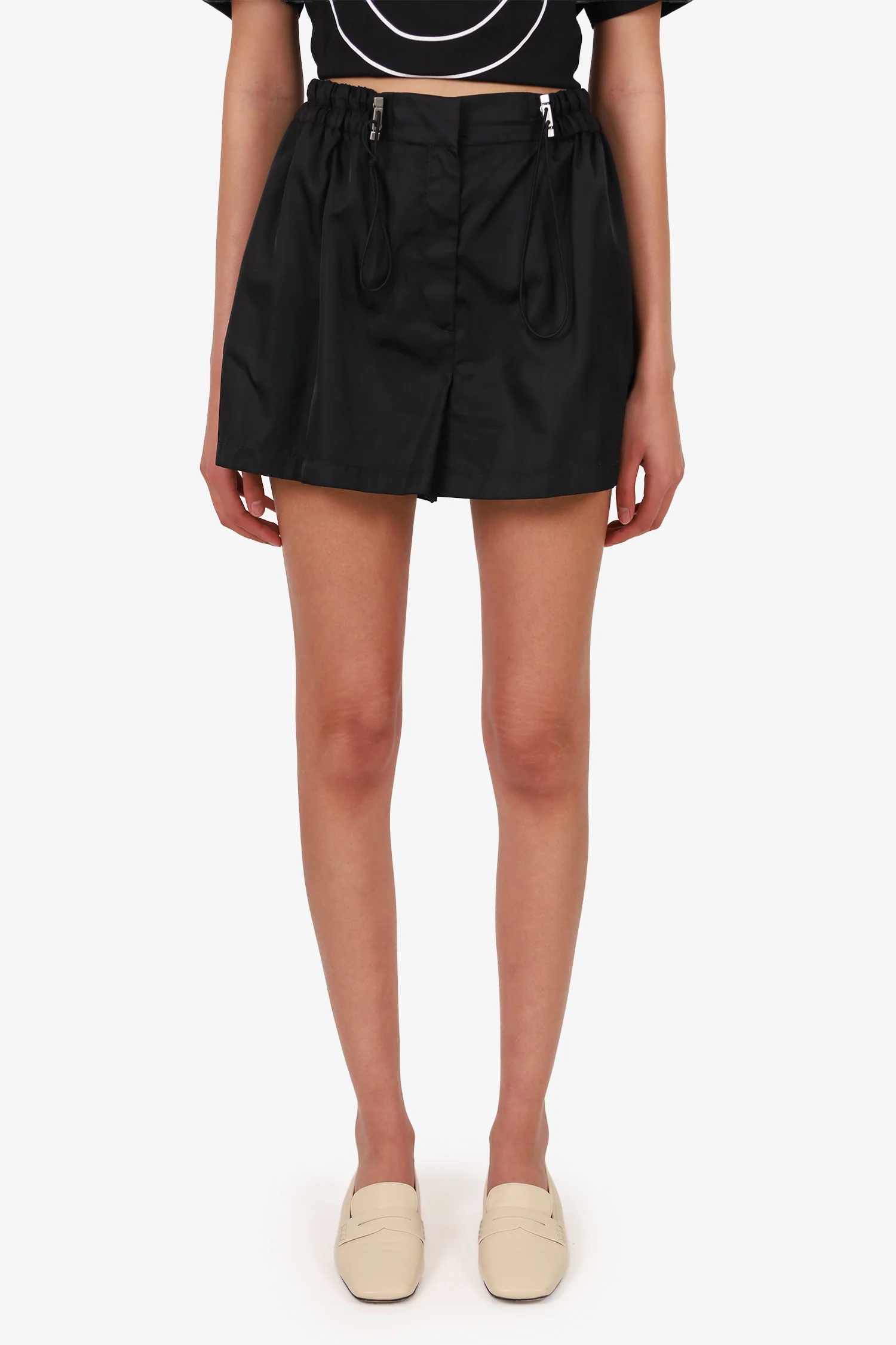 Givenchy Black Nylon High-waist Wide-leg Shorts Size 42