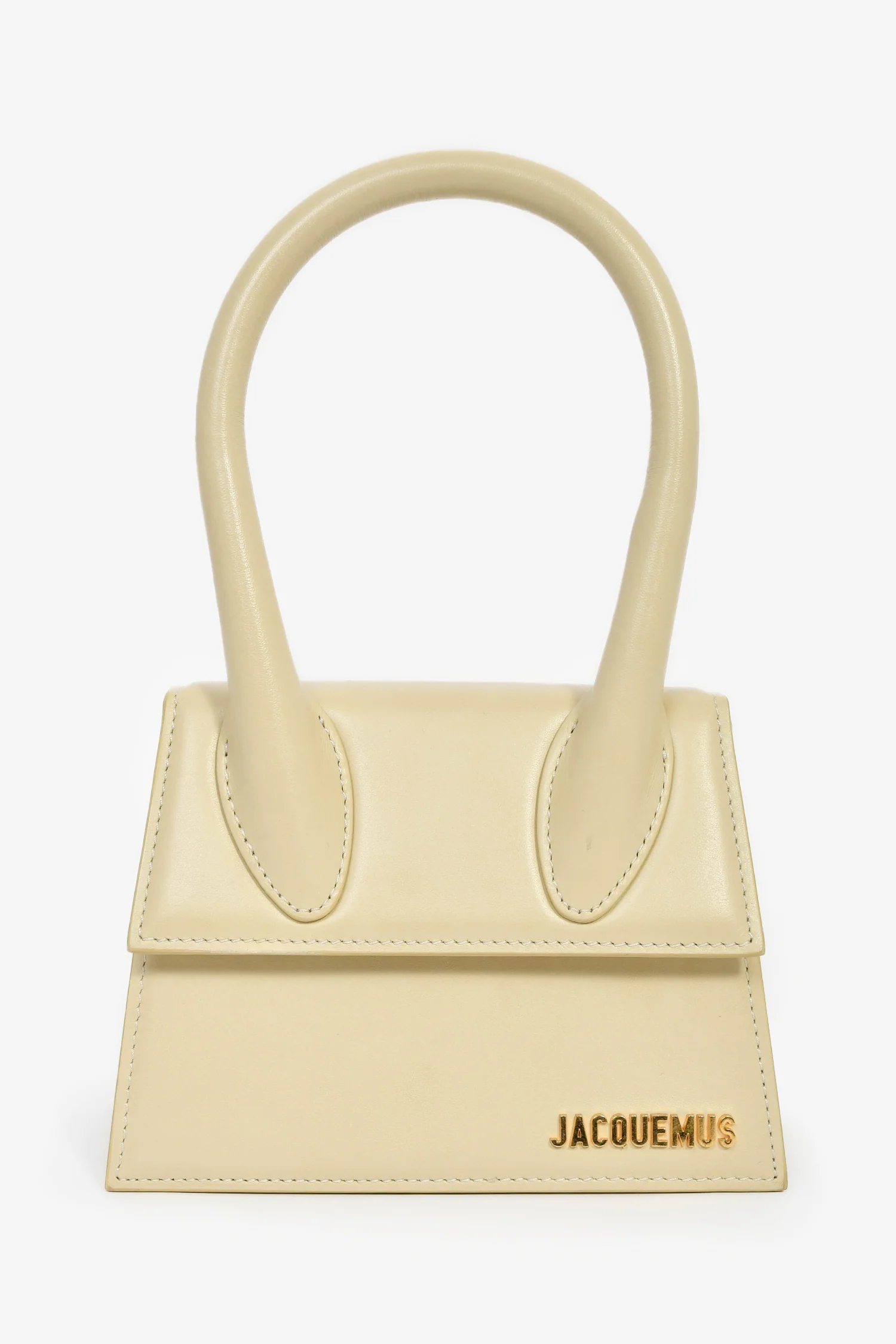 Jacquemus Cream Leather Medium 'Le Chiquito' Top Handle with Strap