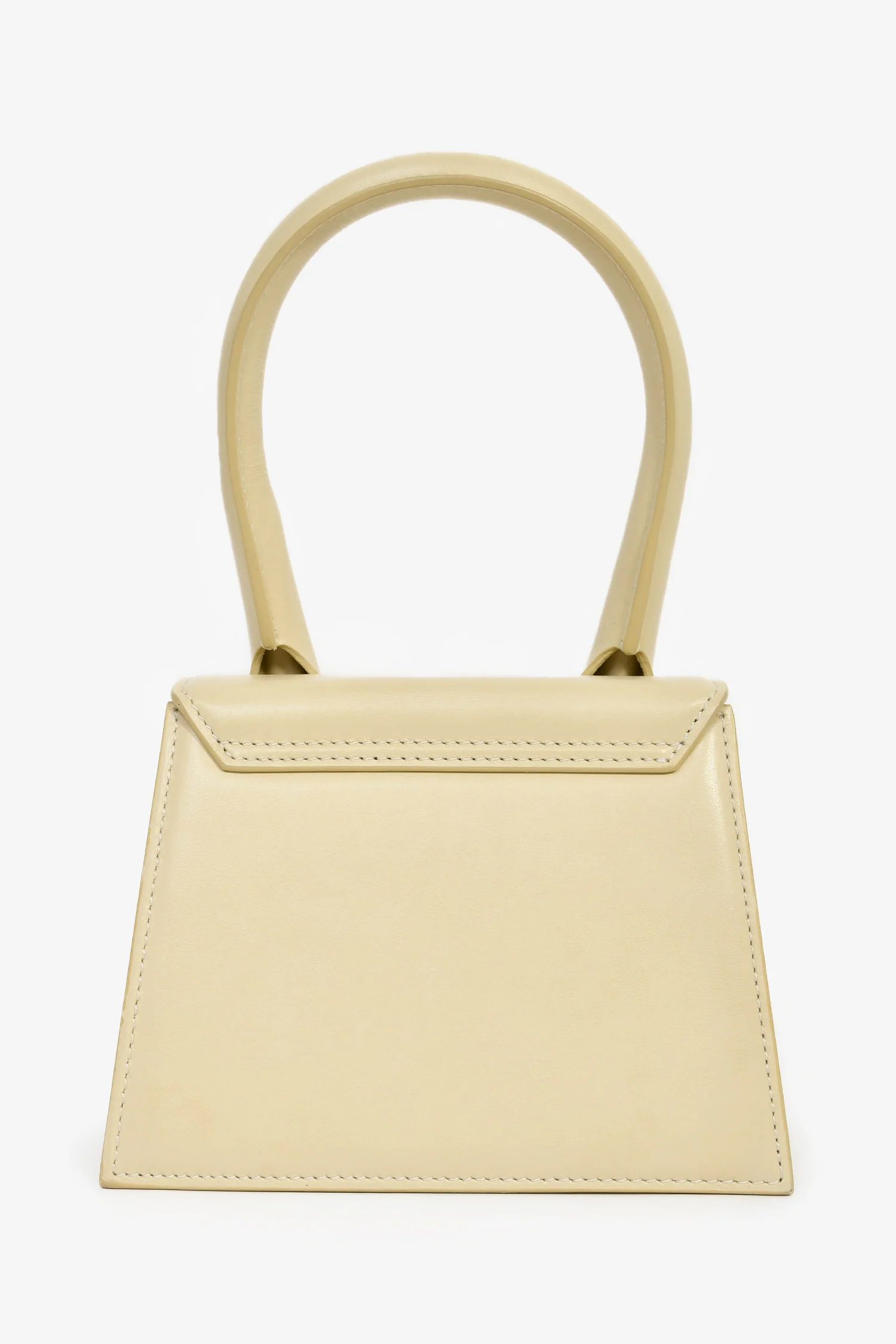 Jacquemus Cream Leather Medium 'Le Chiquito' Top Handle with Strap