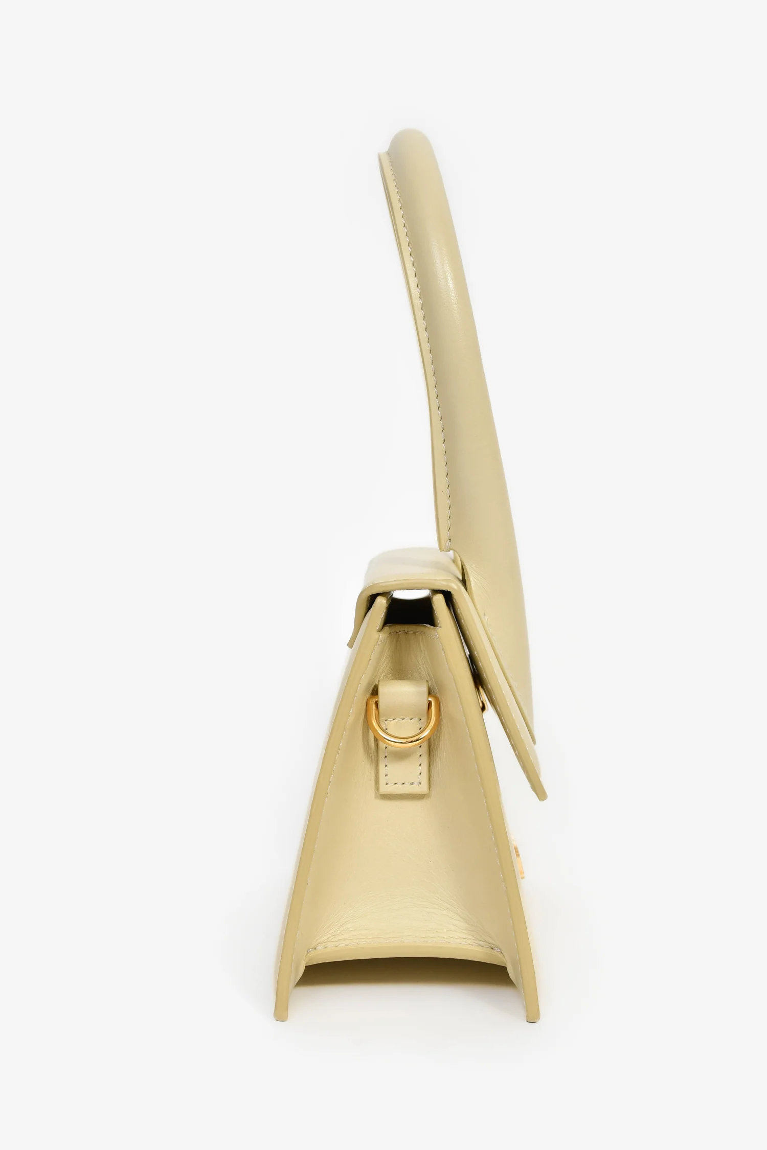 Jacquemus Cream Leather Medium 'Le Chiquito' Top Handle with Strap