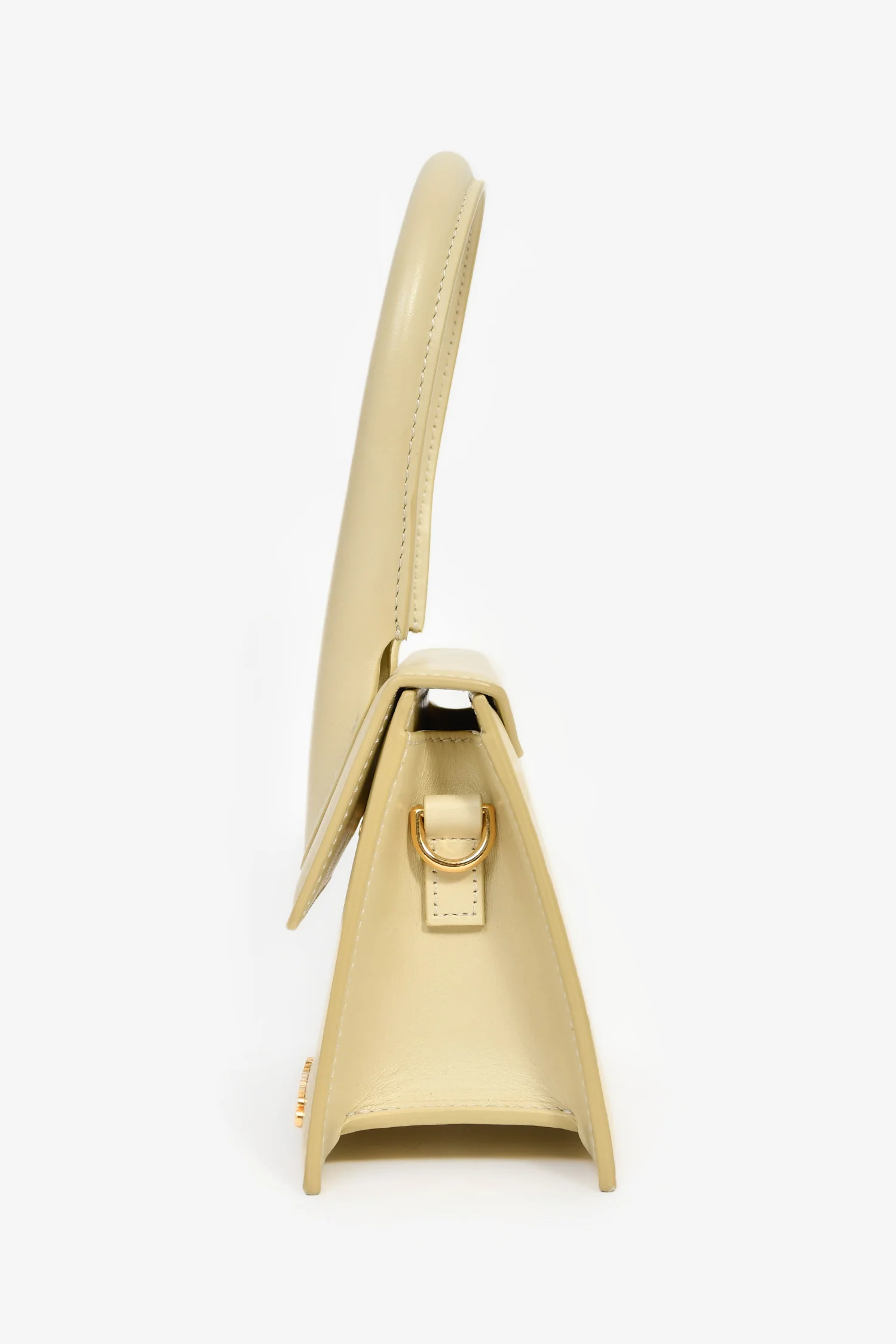 Jacquemus Cream Leather Medium 'Le Chiquito' Top Handle with Strap