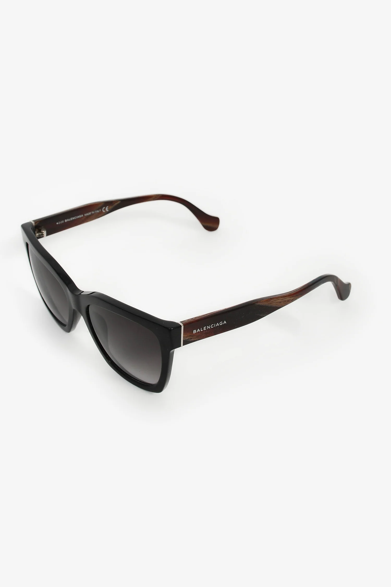 Balenciaga Black/Brown Square Frame Sunglasses