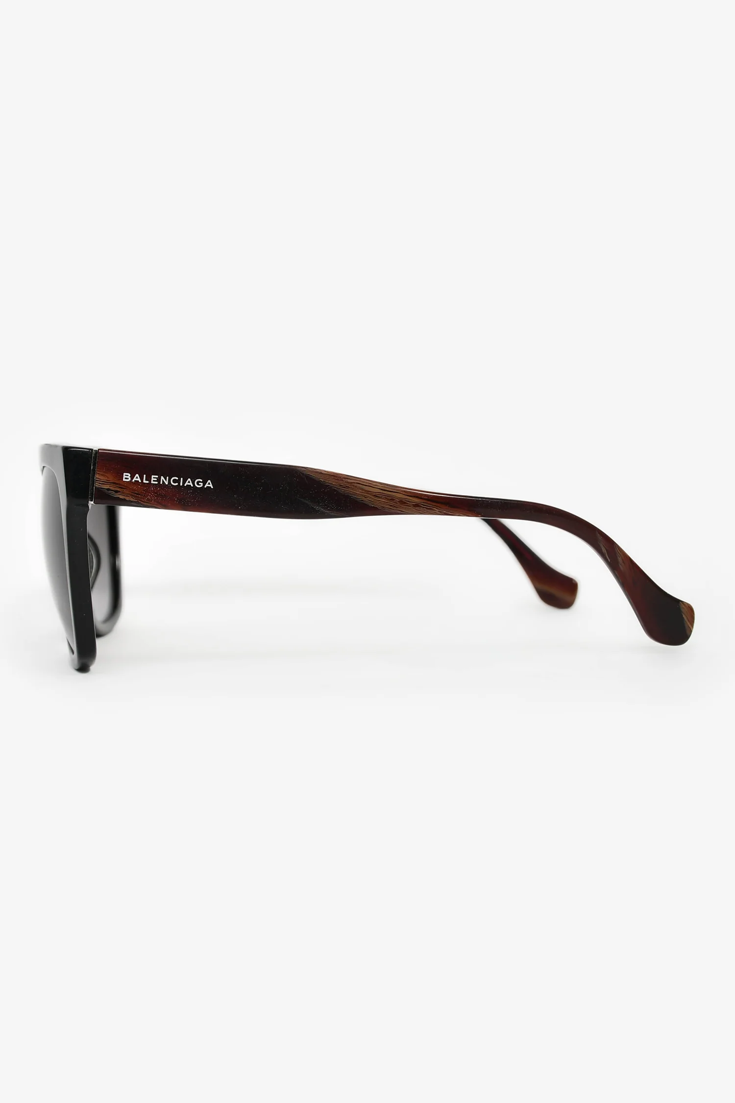 Balenciaga Black/Brown Square Frame Sunglasses